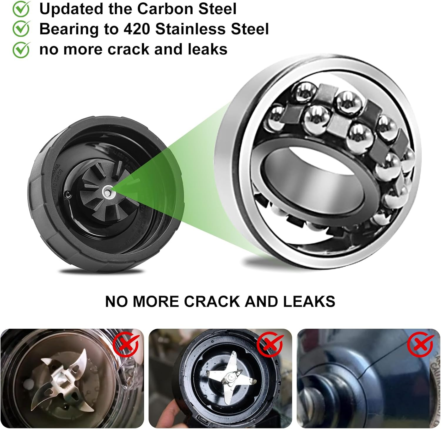 [ New Model] Replacement Blender Blade for Ninja Accessories, Only Compatible with Nutri Ninja Foodi Power Blender SS300, SS300C, SS351, SS351C, SS351TGT, CO351B, SS100, SS101, SS101C, SS101TGT image number 3