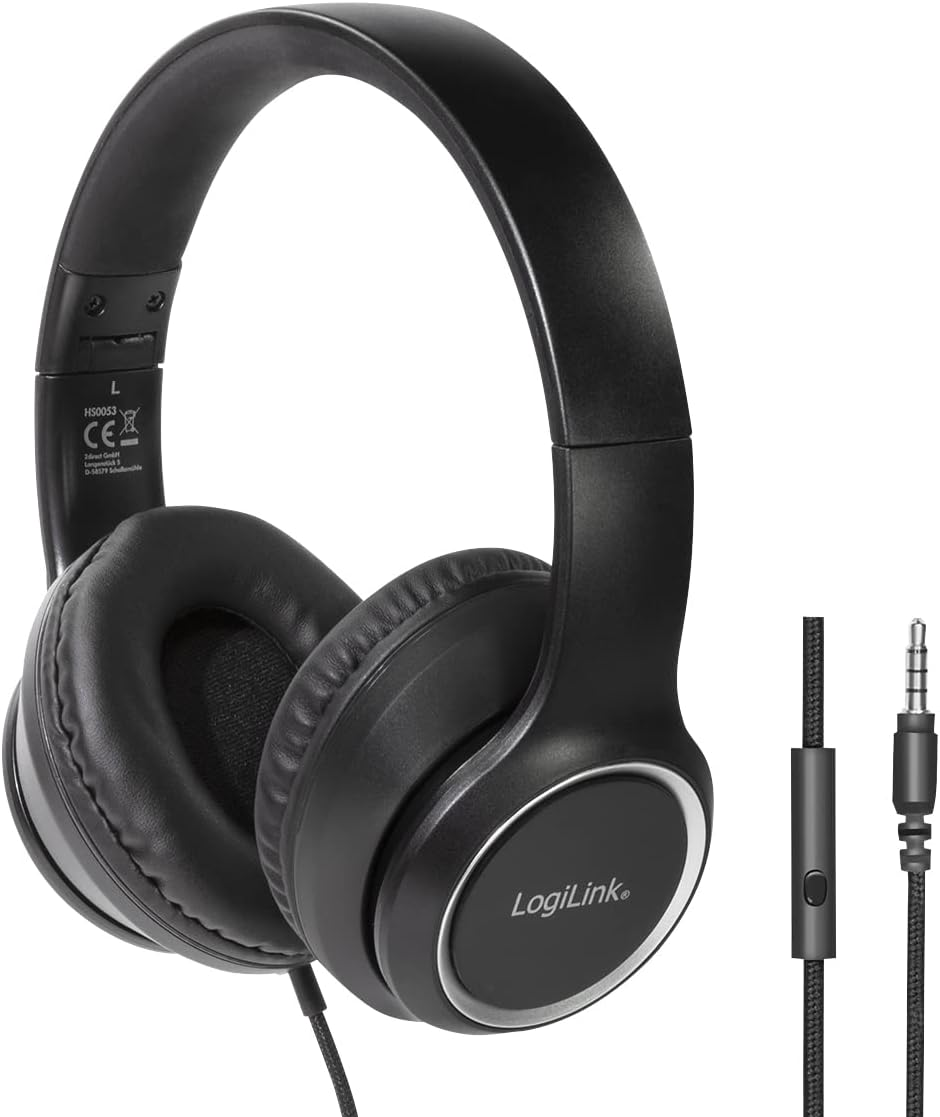 Logilink HS0053 Stereo Headset with Microphone, with Integrated Controls, Soft Over-Ear Ear Ear Pads and Easily Adjustable Headband image number 2