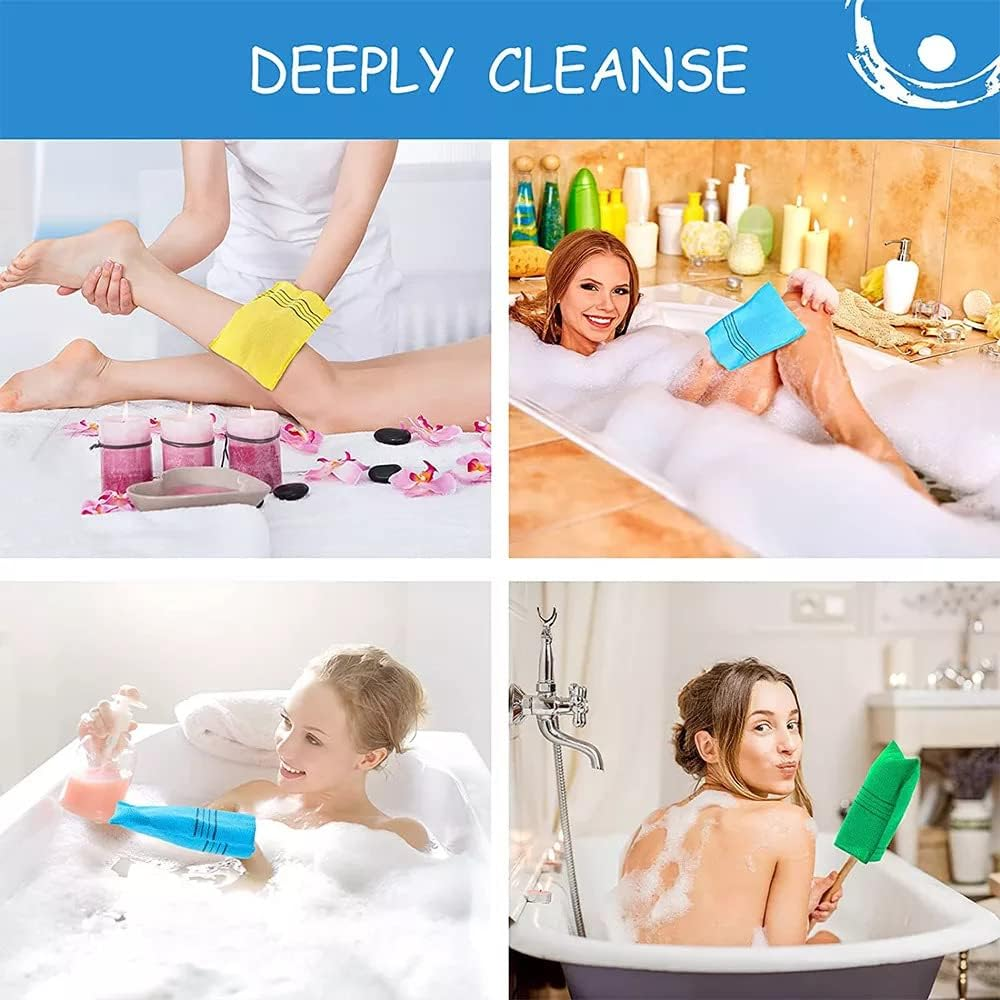 Korean Towels | Exfoliating Bath Glove | Bath Scrub | Dead Skin Remover Glove | 100% Viscose | Bath Glove | De-Tan Scrub | Bath Scrub | Bath Mitt | Hammam Gloves | Bath Scrubber (Large) Pack of 2 image number 4