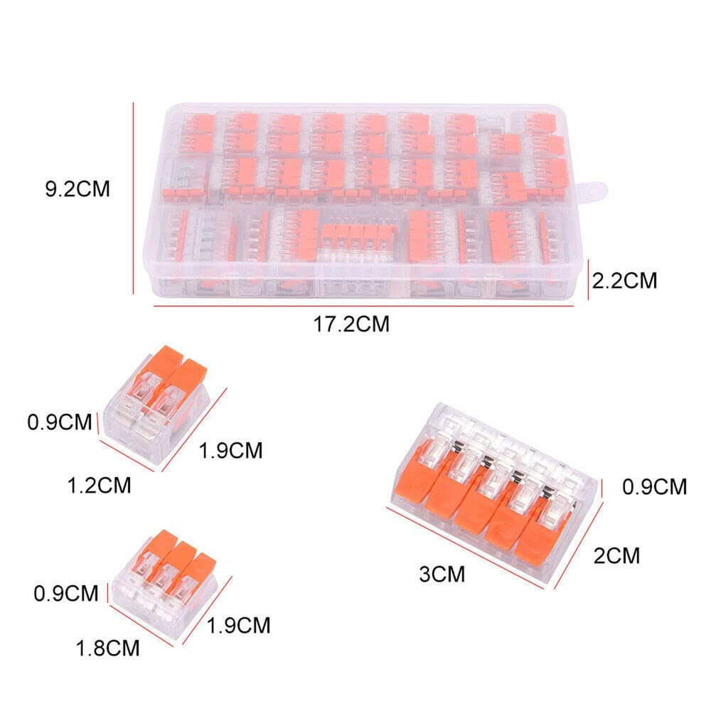 Yotsuba Lever Nut Wire Connector Kit, 75 Pcs Electrical Connector Wire Block Clamp Terminal Compact Lever (2 Port, 3 Port & 5 Port)