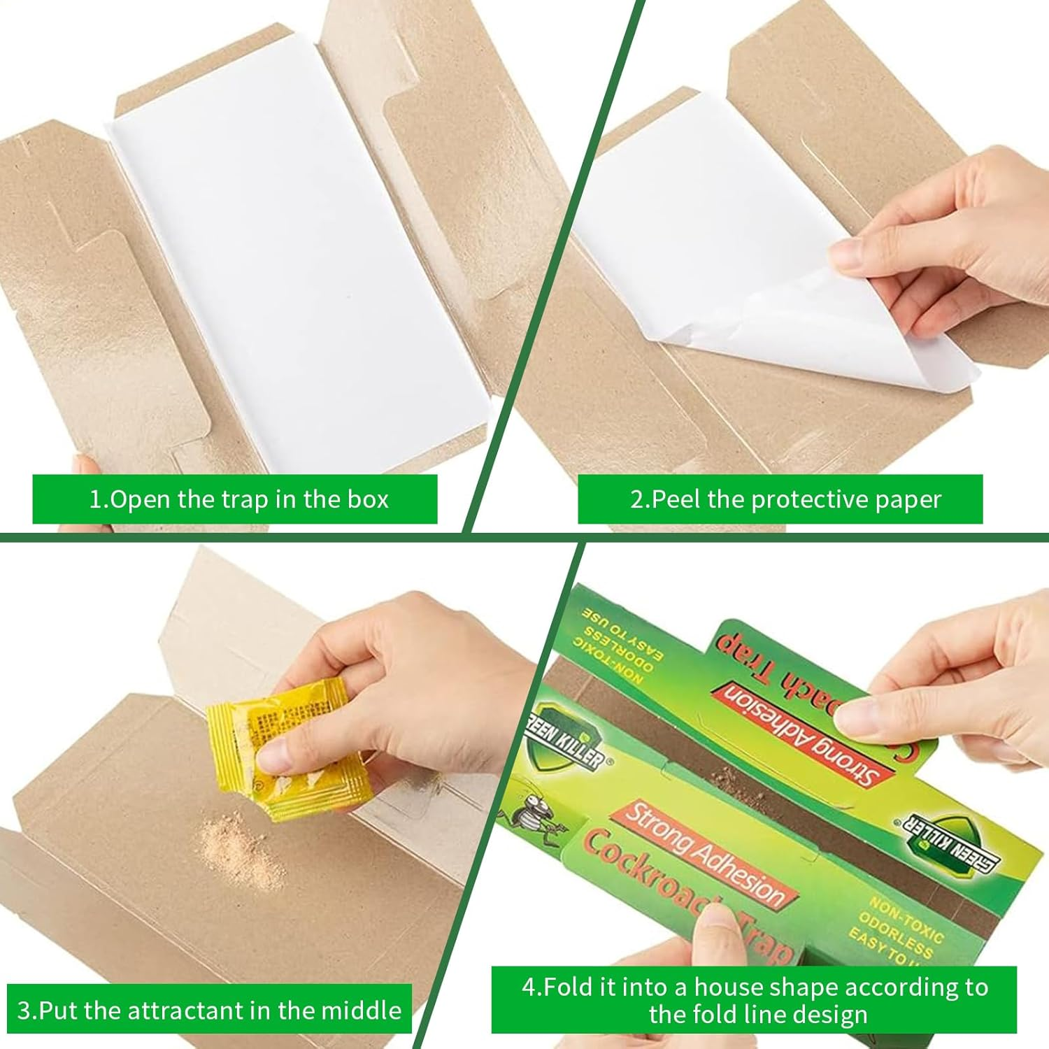 Cockroach Traps, Strong Adhesive Roach Traps, Highly Effective Roach Trap, Cockroaches Killer, Safe Cockroach Bug Trap for Indoor Use, No Smell & Non-Toxic, User Friendly (50 Pack) image number 1