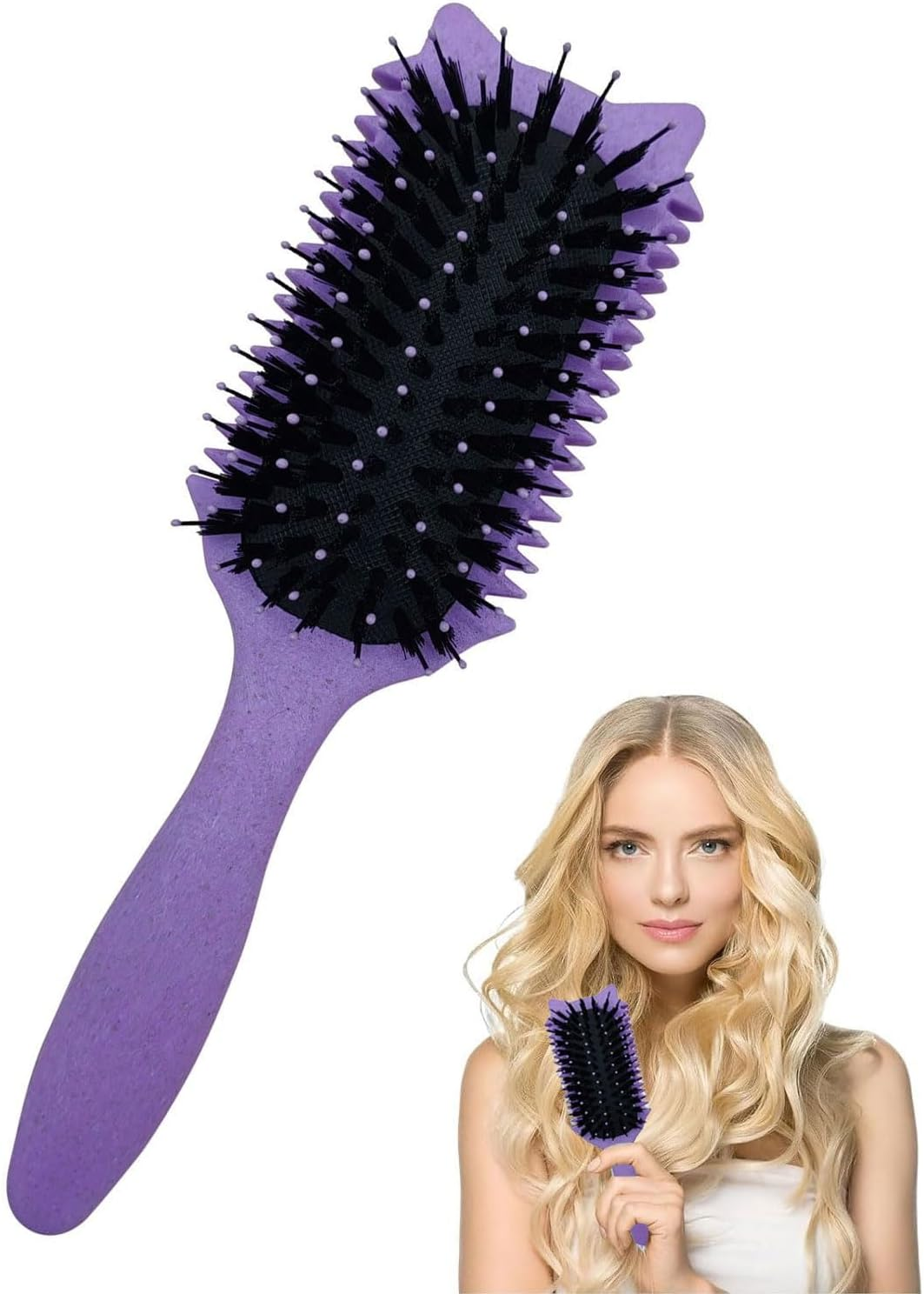 BPTRKOM 1 X Professional Detangling Brush with Spiral Springs - for Curls and Long Hair - for Women/Men - Lime Green Design - Hair Care Special Brush with Lubricating Effect (Green: Rounded Corners) image number 1