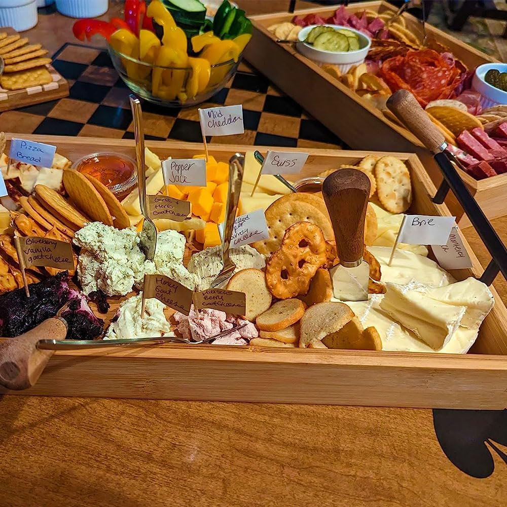 Charcuterie Board Accessories Set - Stainless Steel Spreader Knives with Wooden Handles, Mini Serving Tongs, Spoons & Forks for Parties, Weddings & Holidays (6Pc Knives + 15Pc Tools) image number 3