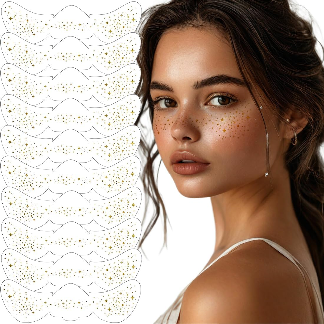 JYNVO Glitter Freckles Tattoo 10 Glitter Freckles Tattoos (Fits Party, Make-Up, Make up Users) image number 2