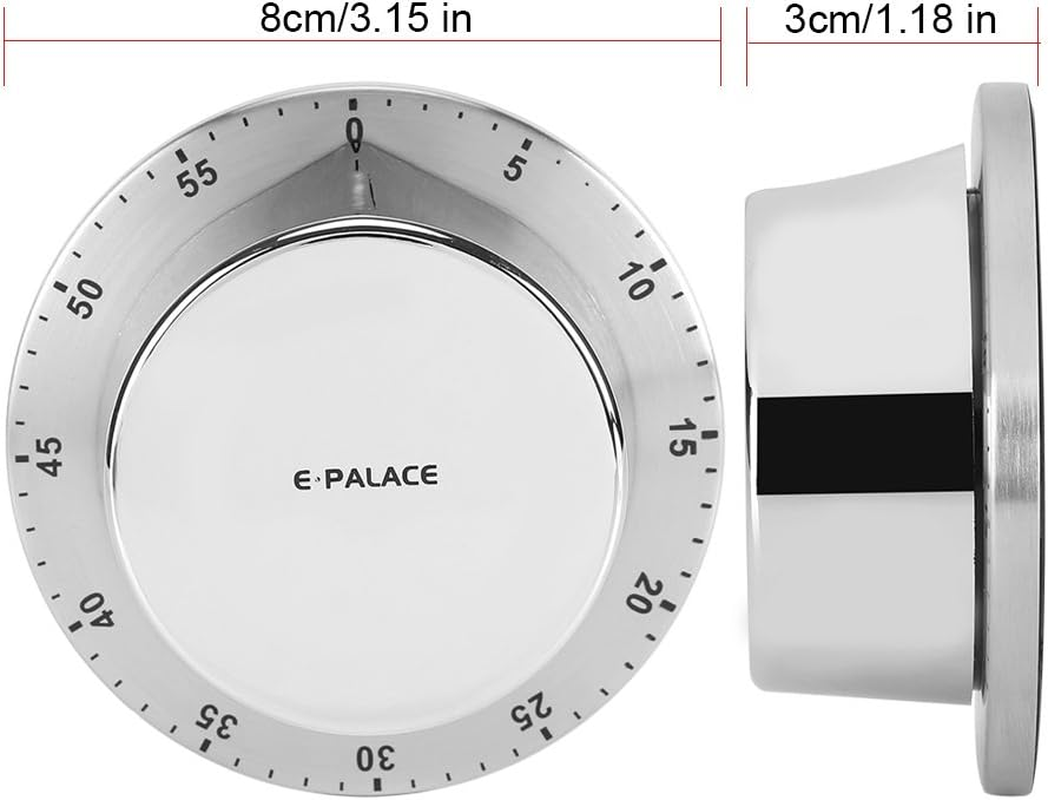 Mechanical Kitchen Timer 60 Minute Timing with Magnet Backing Loud Alarm Stainless Steel Body Mechanical Timer Home Cooking Baking Timer Silver(Silver) image number 5