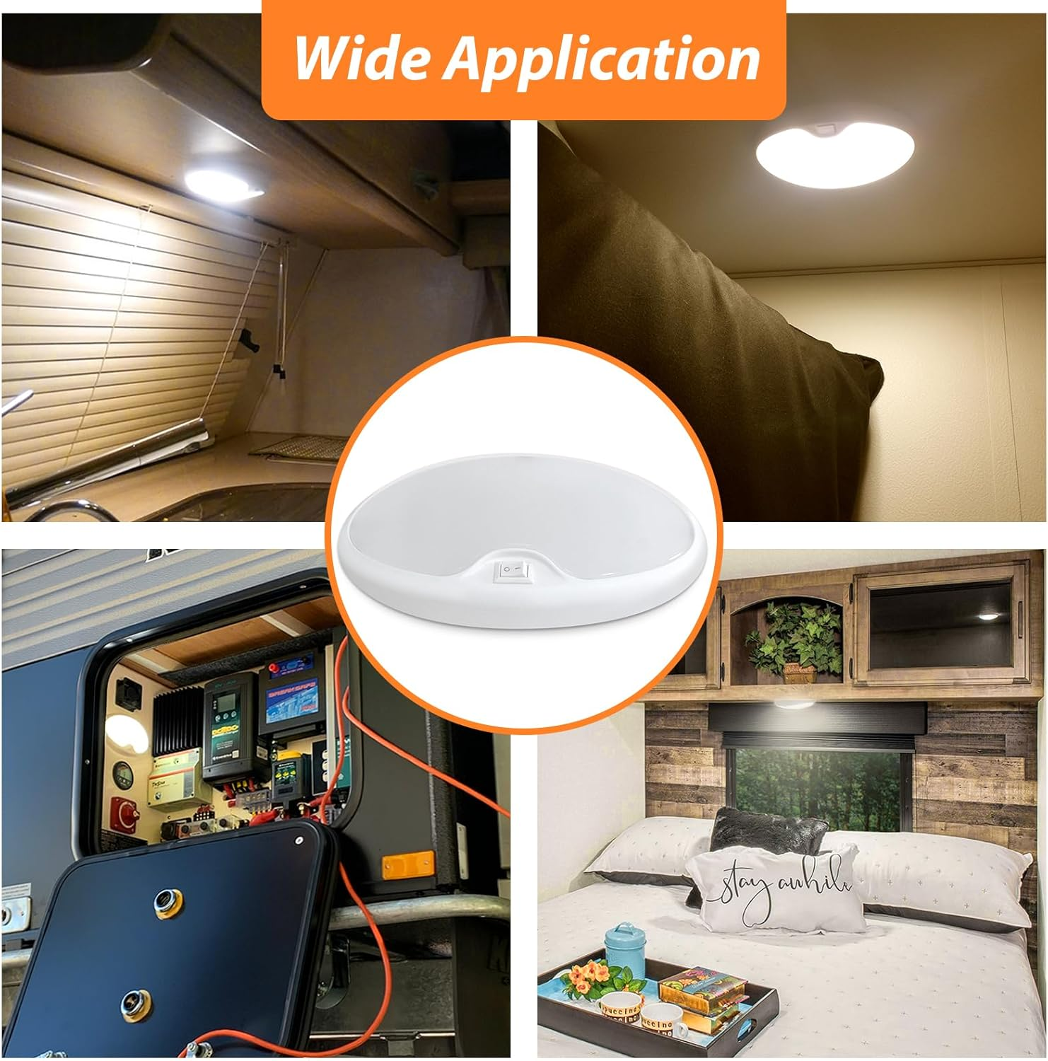 Dream Lighting 12V LED Caravan Light Switch Utility Porch Ceiling Dome Lamp Warm White, Replacing Incandescent of Automotive, Motor-Home, Caravan, Boat - Single Pacake Coolwhite image number 4