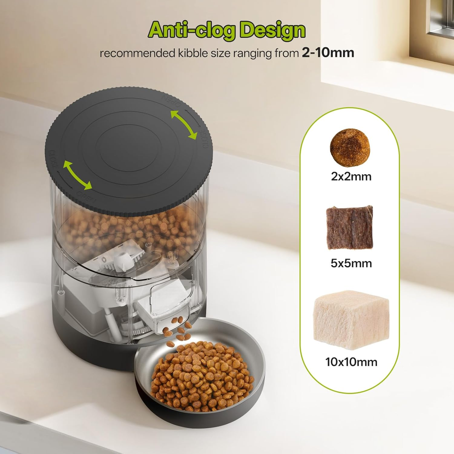 Mukkela Wifi Automatic Cat Feeder, 4L Timed Cat Dry Food Dispenser with 10S Voice Recorder, APP Control, Auto Pet Feeder up to 10 Meals per Day for Cats, Dogs, Dual Power Supply (Black) image number 1