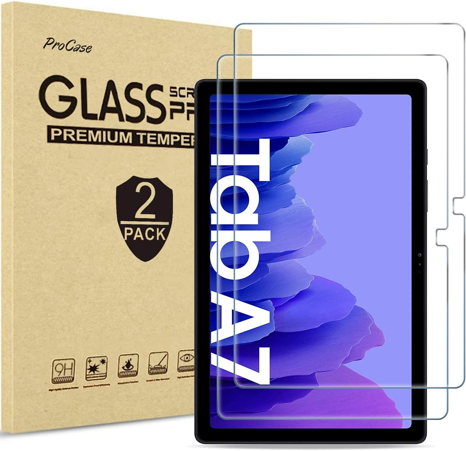 [2 Pack] Procase Galaxy Tab A7 10.4 Screen Protector 2022 2020 (SM-T503/T500/T505/T507), Tempered Glass Screen Film Guard for 10.4 Inch Galaxy Tab A7 Tablet image number 3