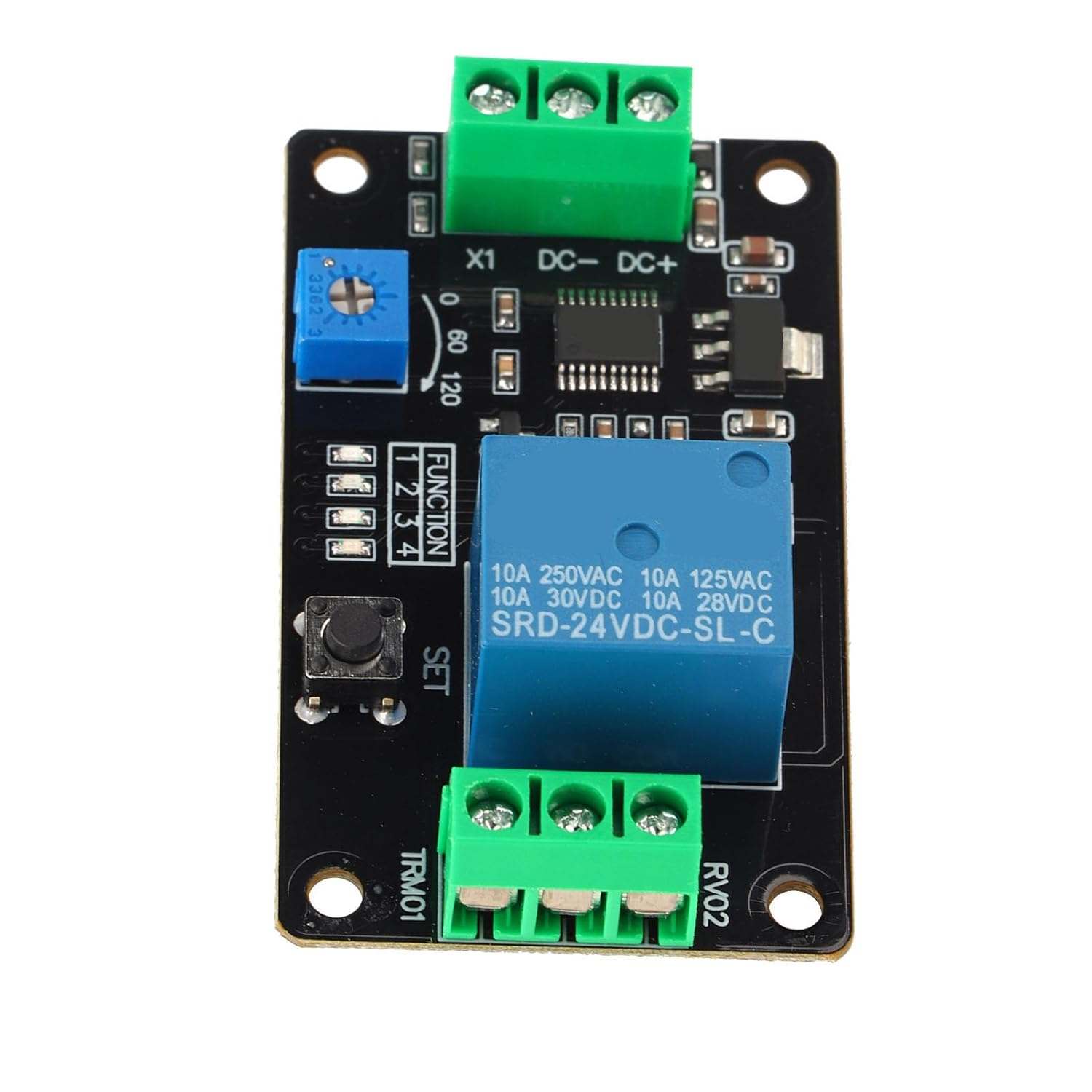 Delay Timer Relay, Self-Locking Delay Relay, 555 Timer DC 5V/12V/24V Time Relay 60 * 35 * 20Mm -20~60℃ for Anti-Reverse Function Trigger Delay Function (DC24V) image number 1