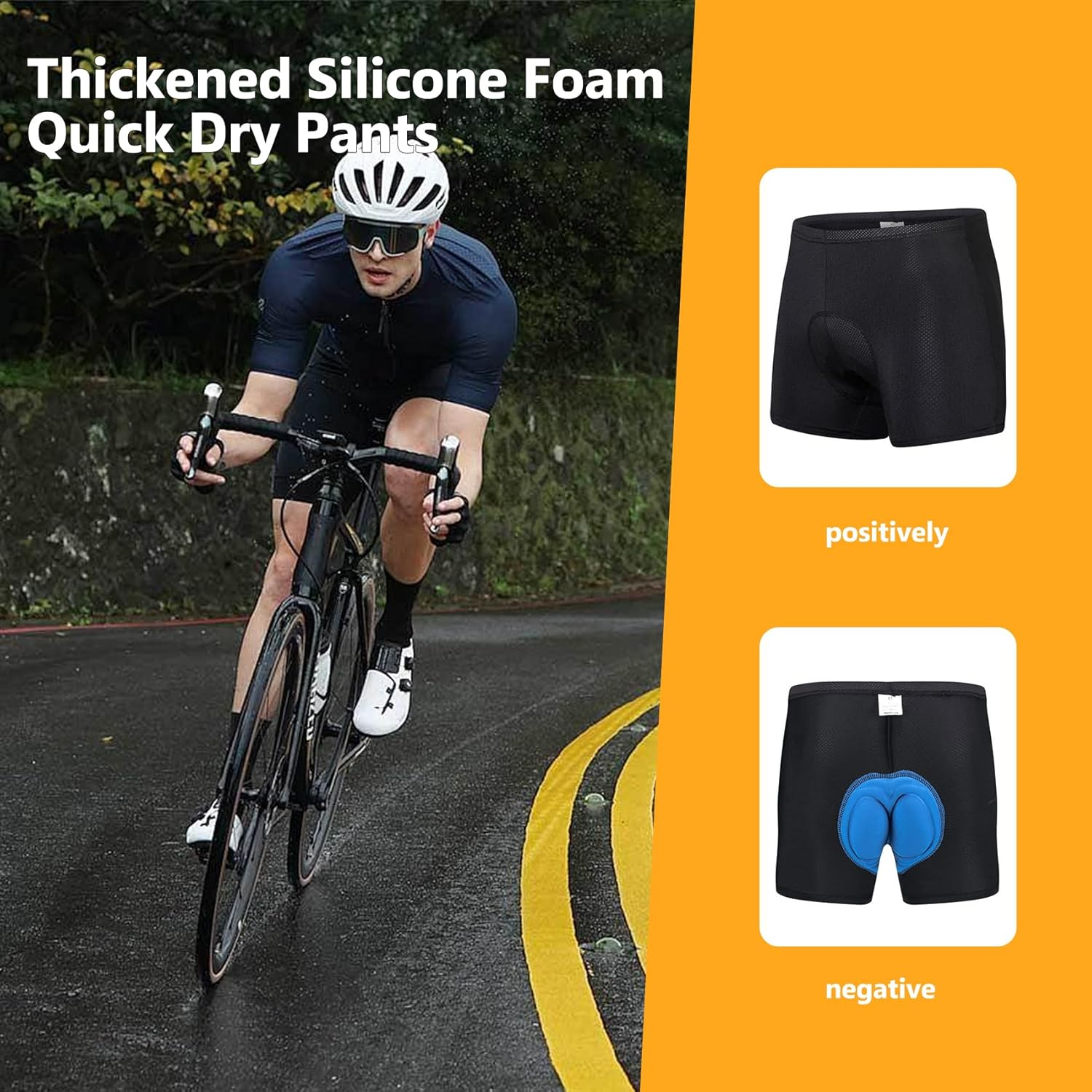 Feimvbe Men'S Padded Bike Cycling Shorts 3D Padding Bicycle Undershorts MTB Liner Biking Underpants - Blue S image number 6