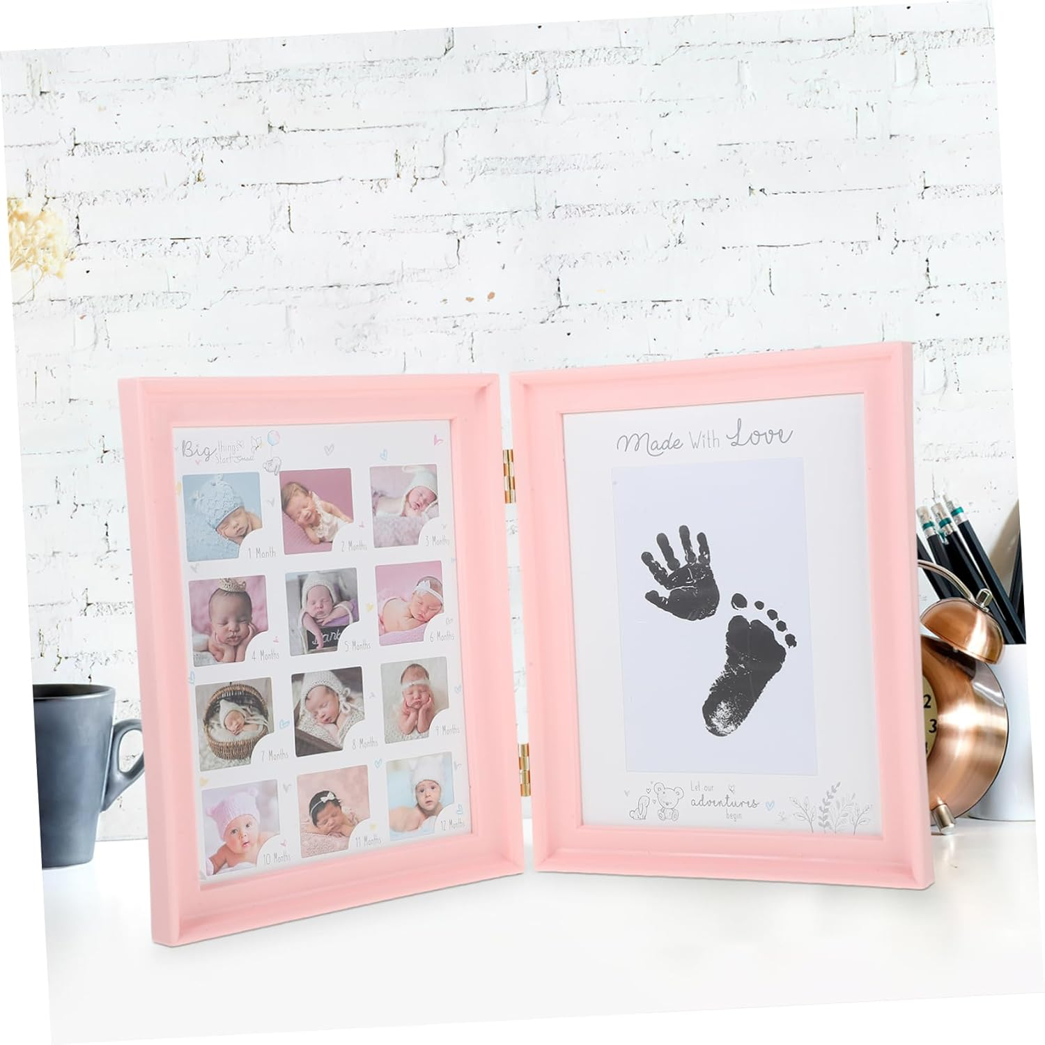 Cabilock Hand and Footprint Kit Handprint Picture Impression Photo Keepsake for Newborns Bi-Fold Compact Tabletop Display Artistic Home Decoration Girls Boys image number 3