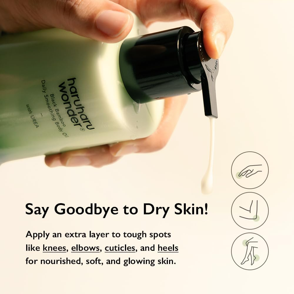 HARUHARU Wonder Black Bamboo Daily Smoothing Body Oil &ndash; Fast Absorption, Lightweight, Non-Greasy, Deeply Hydrating, Locks in Moisture, Softens & Nourishes Skin, with Almond & Argan Oil, 6.76 Fl Oz, 200Ml image number 3