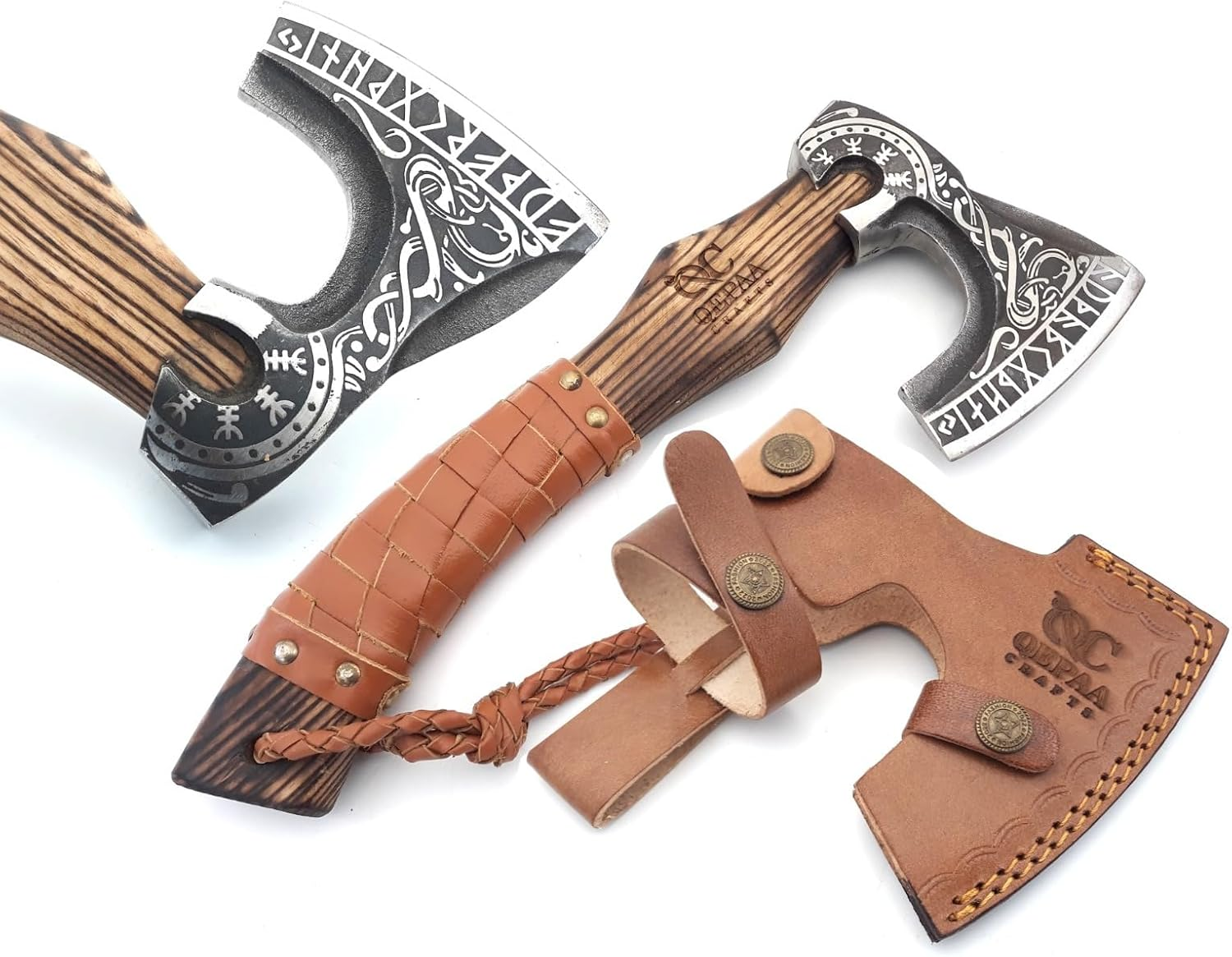 Custom Gift Forged Carbon Steel Viking Axe with Rose Wood Shaft, Viking Bearded Camping Axe,Annivarsary Gift (Rare Viking) image number 4