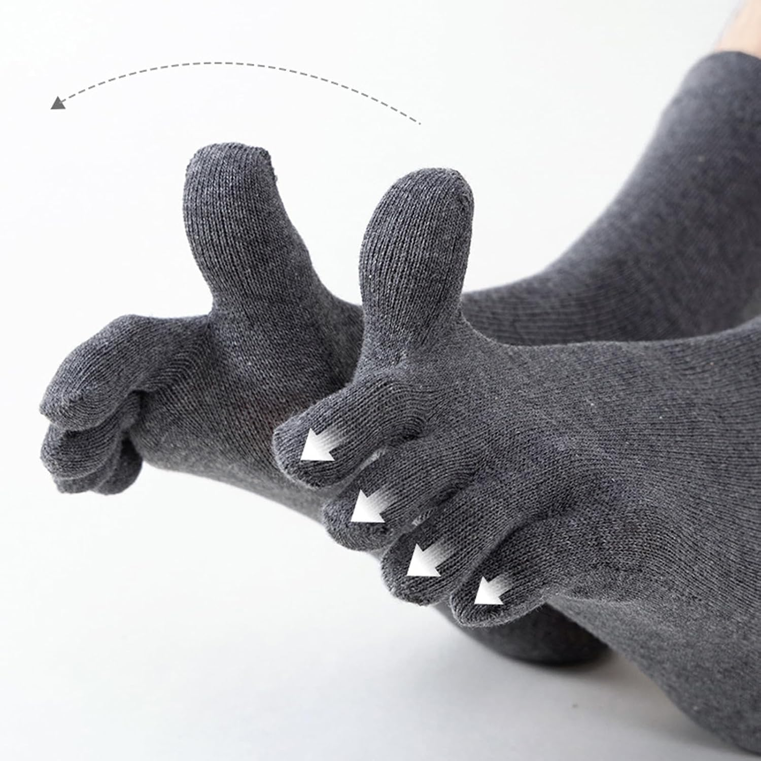 AWOCAN Toe Socks Five Finger Socks Cotton Soft Breathable Running Five Finger Crew Socks for Men Woman image number 5