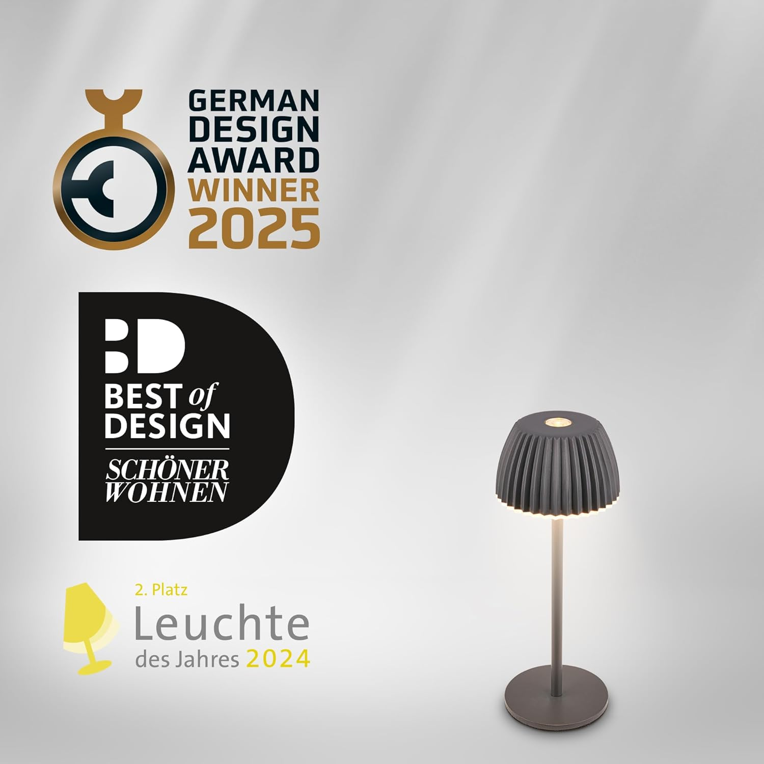 BRILONER - Riffle Nano LED Table Lamp Wireless IP44 with Light Edge, 6 X 15.5 Cm, Touch Dimmer, Battery Replaceable, Bedside Lamp, LED Lamp, Battery Lamp, German Design Award Winner 2025, Anthracite