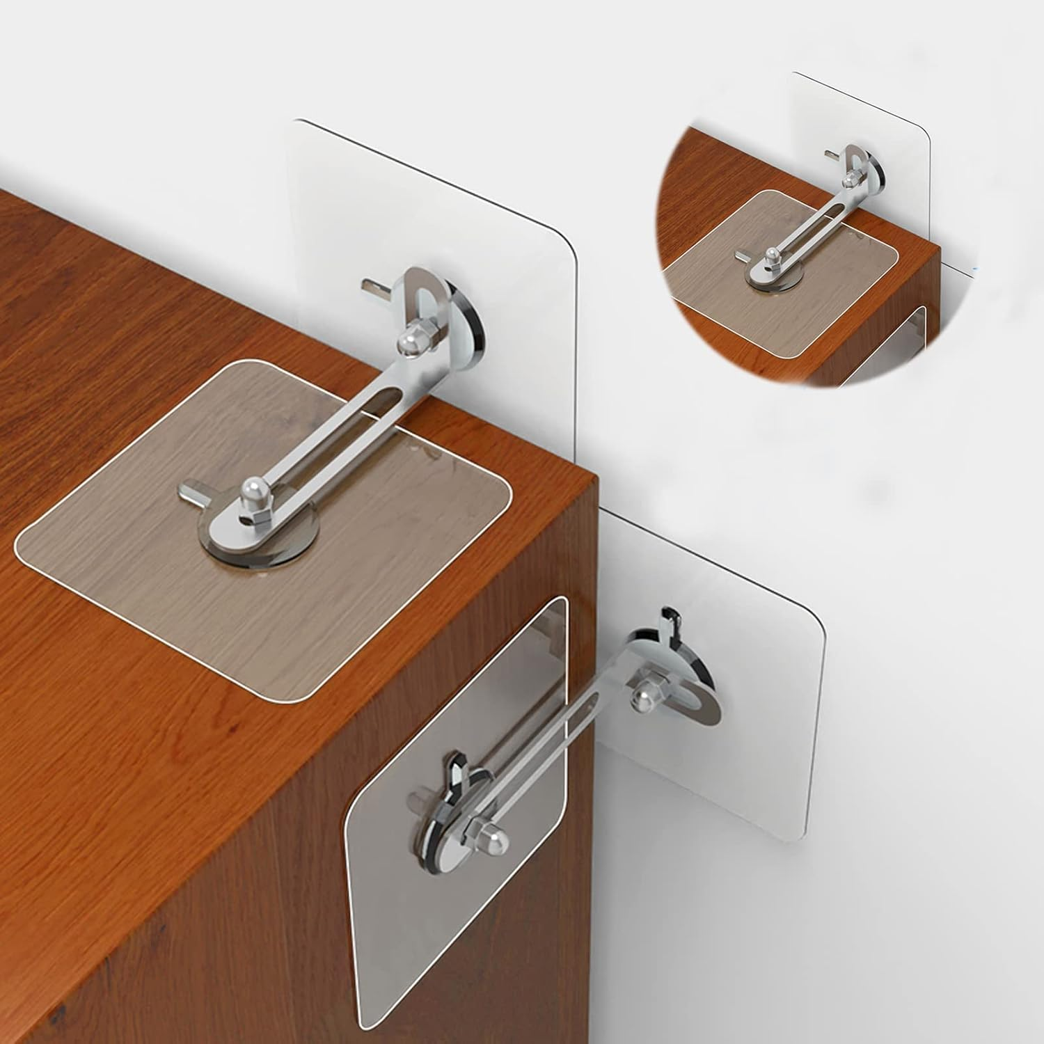 Furniture Anchors Baby Proofing Furniture Anchor Adhesive Furniture Wall Anchors anti Tip Furniture Anchors Baby Proofing Kit No Drill Dresser Wall Safety Anchor Cabinet to Wall- Free Wrenches, 5Pairs image number 4