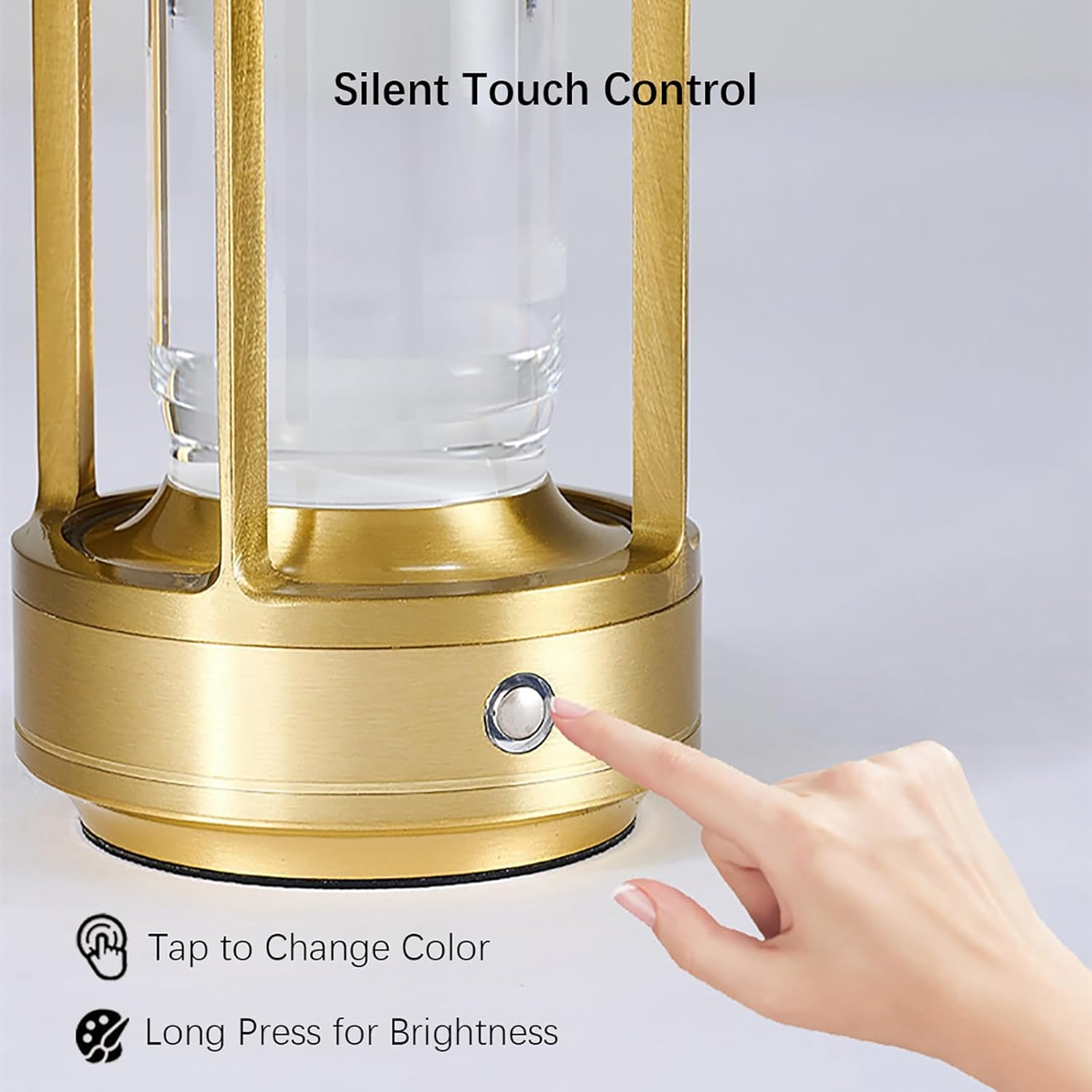 Shenzhi Tech LED Table Lamp, USB Rechargeable Desk Lamp, Touch Controlled Dimmable Indoor Night Light for Home Decor Bedside Room Hotel Office Cafe (Golden) image number 4