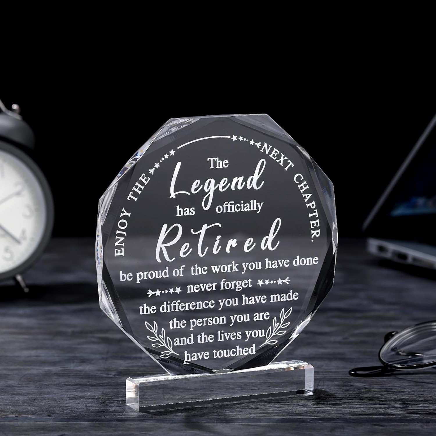 Chunful Classic Style Retirement Plaque: Acrylic, 12 Cm X 12 Cm, Decorative Paperweight & Home Decor