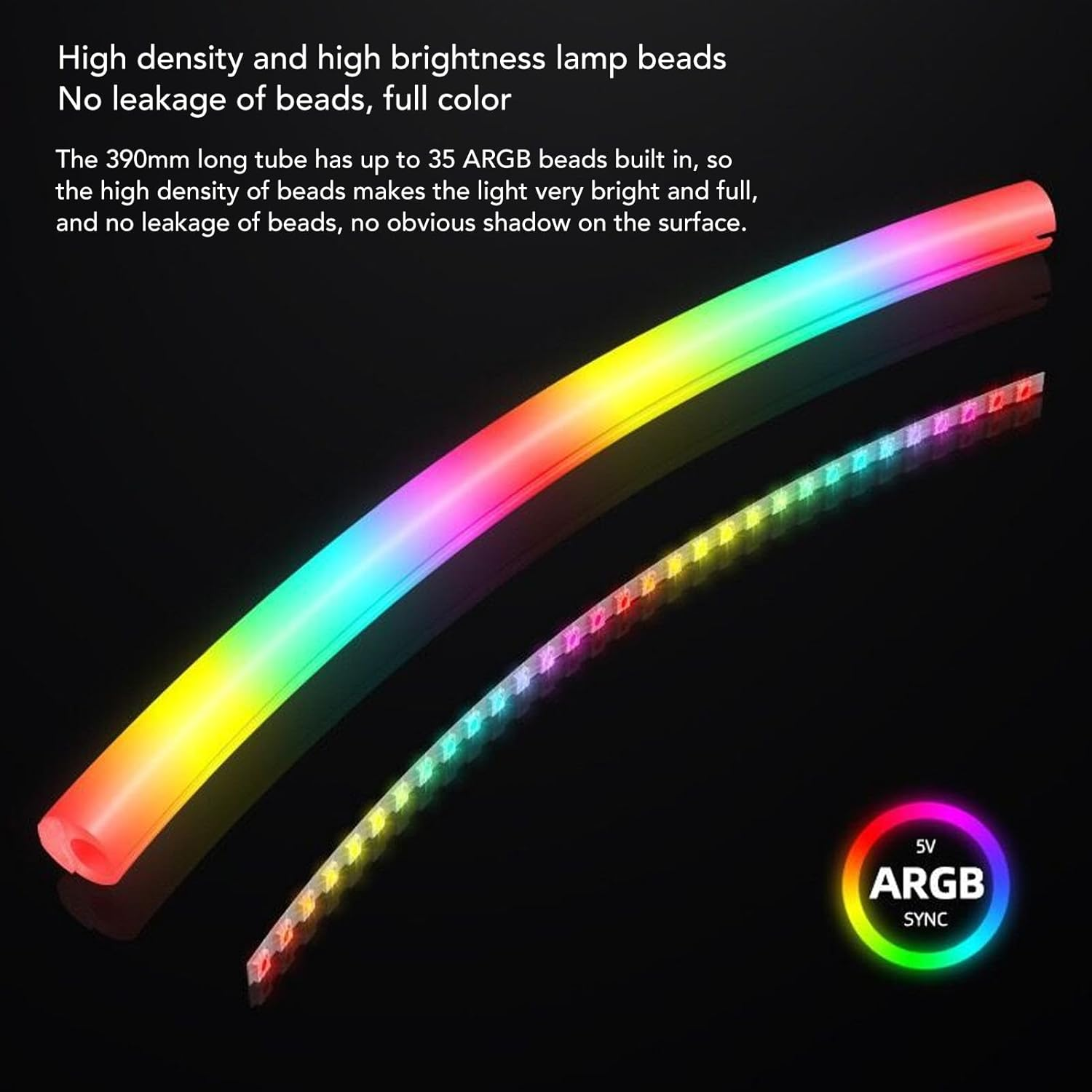 360 Degree Panoramic Soft Light ARGB Tube Sleeve, 35 Beads, Snap on Design, Silicone Material, for ARGB Motherboards, Original Water Cooler 41-45Cm image number 6