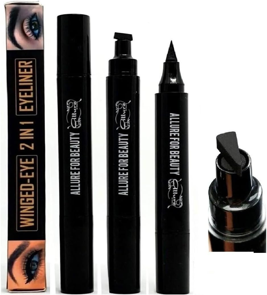 Allure Liquid Eyeliner Stamp - Double-Ended Winged Eyeliner Stamps for Perfect Wing | Triangle Stamp Eyeliner, Long Lasting Liquid Eyeliner Waterproof Smudge Proof
