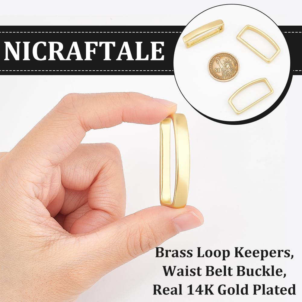 UNICRAFTALE Belt Loop Keeper Brass Belt Loop Real 14K Gold Plated Men'S Belt Buckle Belt Keeper image number 2