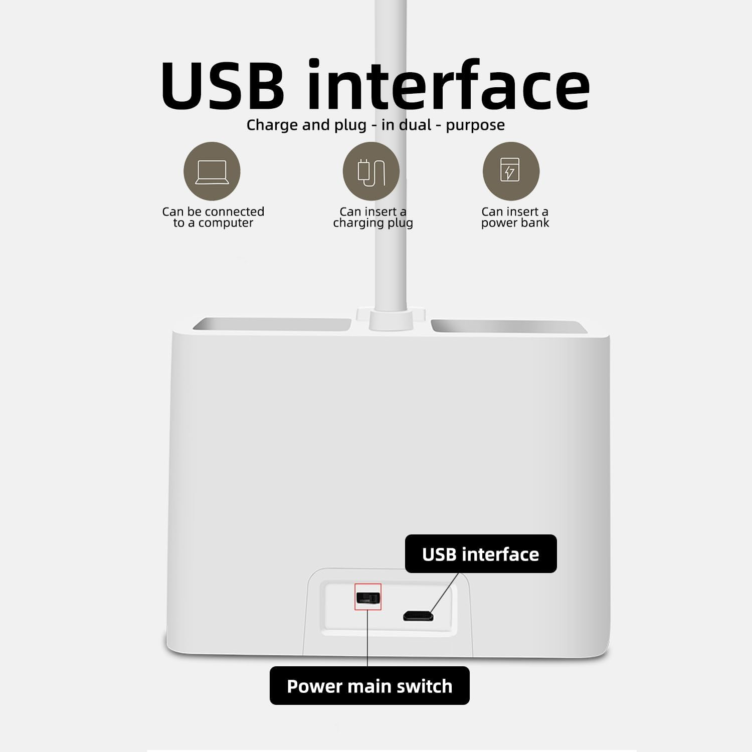 LED Desk Lamp with Stepless Dimming & Touch Switch, Flexible Gooseneck Eye-Caring Table Light, USB Rechargeable with Pen Holder & Phone Holder for Home & Office image number 6