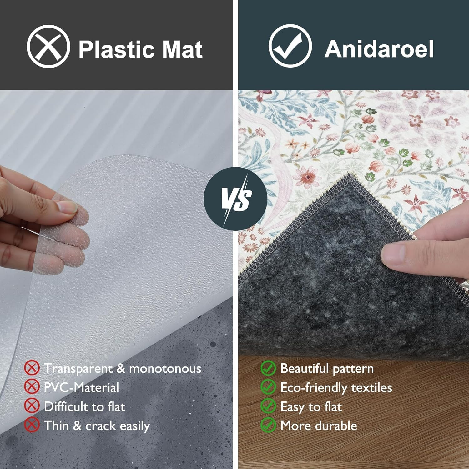 Home Office Chair Mat for Hardwood Floor, 90X120Cm Desk Floor Mat for Hard Floors, under Desk Rug for Rolling Chair, Antil-Sip Large Protector Mat for Office Chair, Easy to Roll (Beige) image number 6