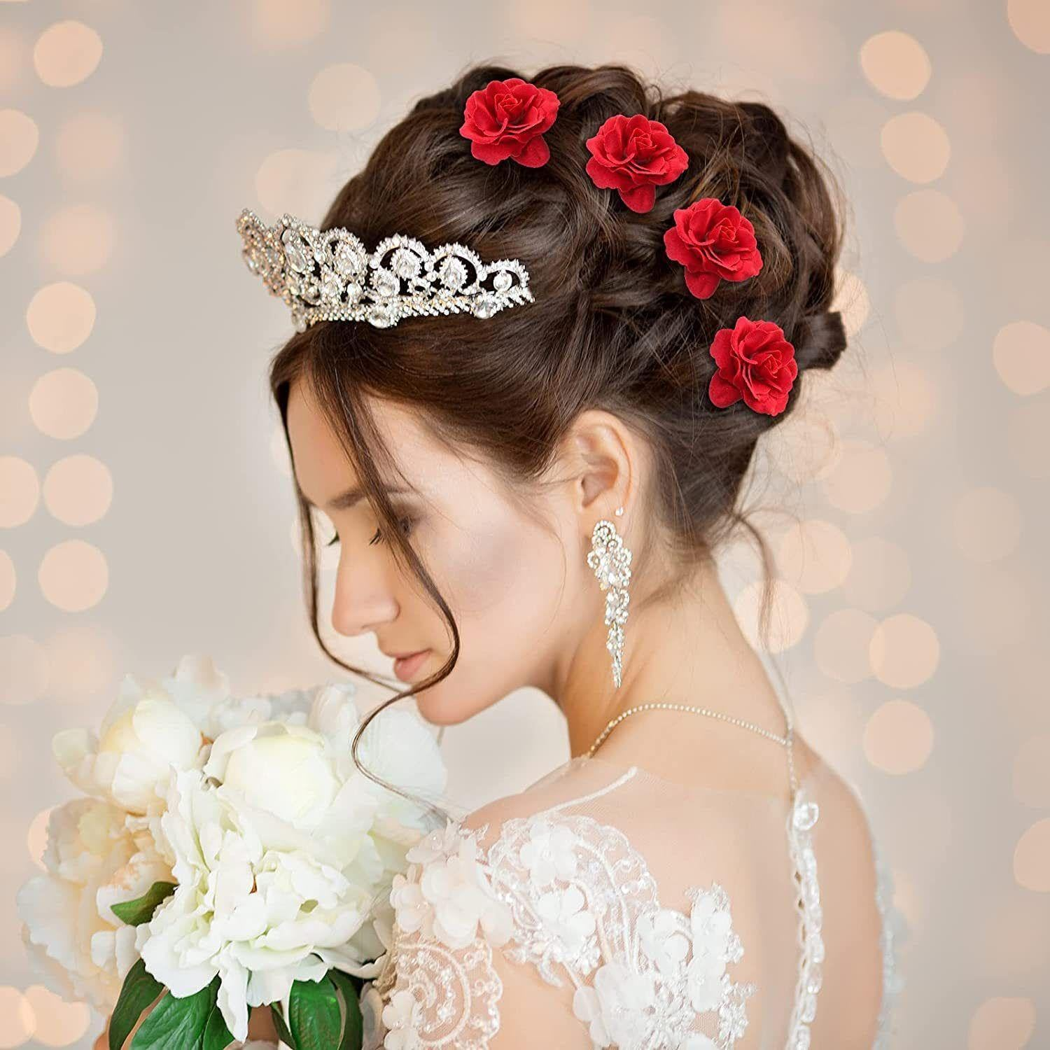 12 Pieces U-Shaped Rose U-Shaped Hairpin, Classic and Fashionable, Elee Hair Accessories for Women for Long Hair and Solid Hairstyle Accessories for New Year Bridesmaids image number 3