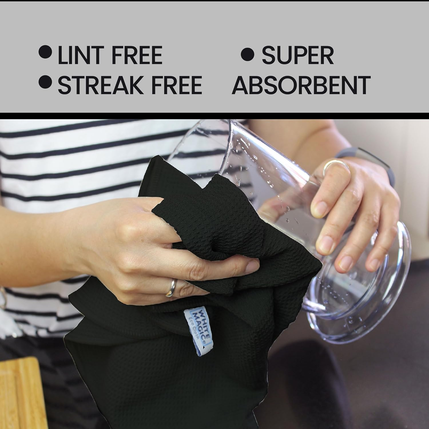 White Magic Tea Towel Single Pack, Midnight &ndash; Recycled Plastic Ultra Absorbent Microfibre, 70X50Cm, Lint-Free, Quick-Drying, Durable & Stylish Kitchen Towel, Multi-Purpose Use, Easy Care - Coral image number 5