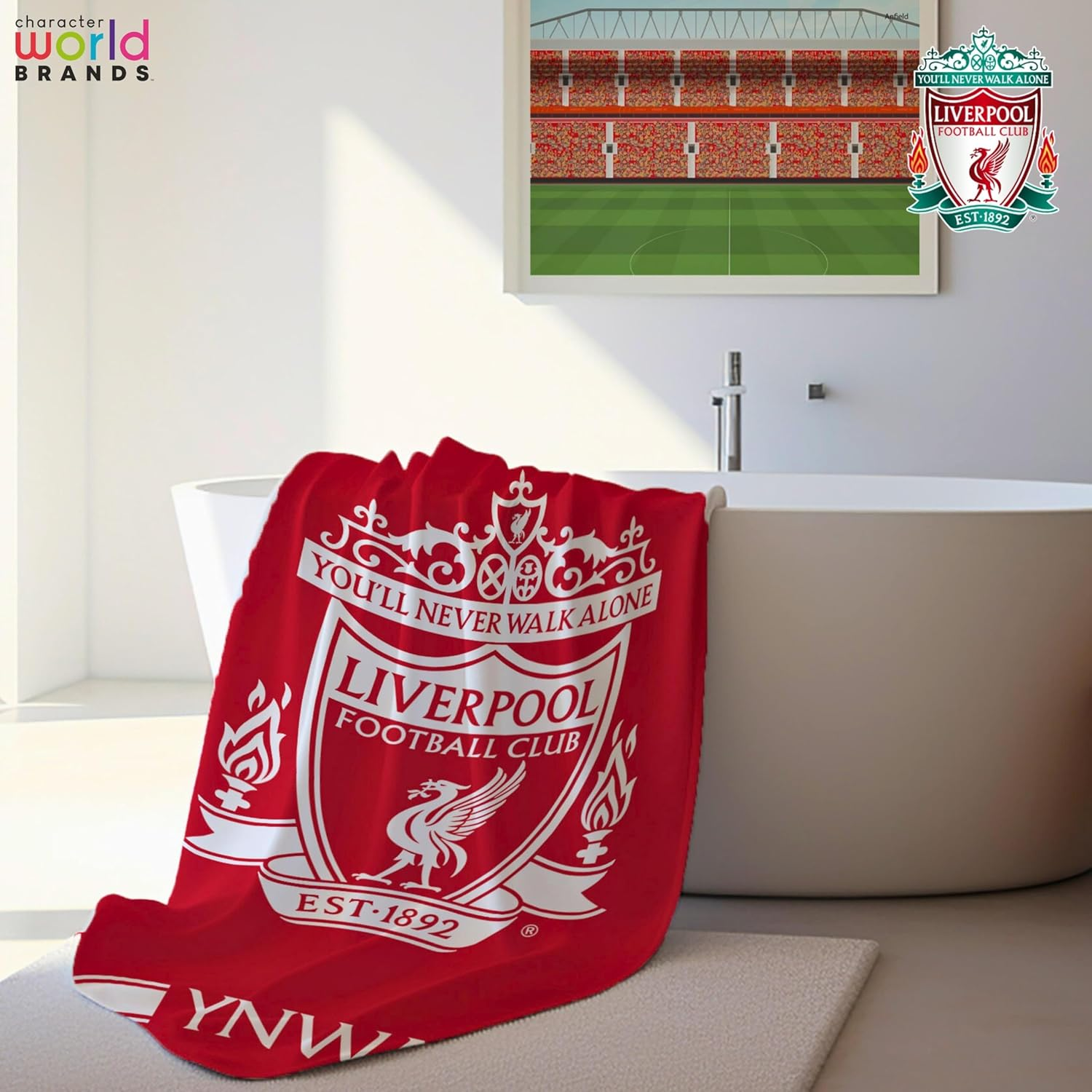 Liverpool FC Character World Official Towel | Super Soft Feel, YNWA Football Club Design | Perfect the Home, Bath, Beach & Swimming Pool | One Size 75Cm X 150Cm | 100% Cotton image number 3