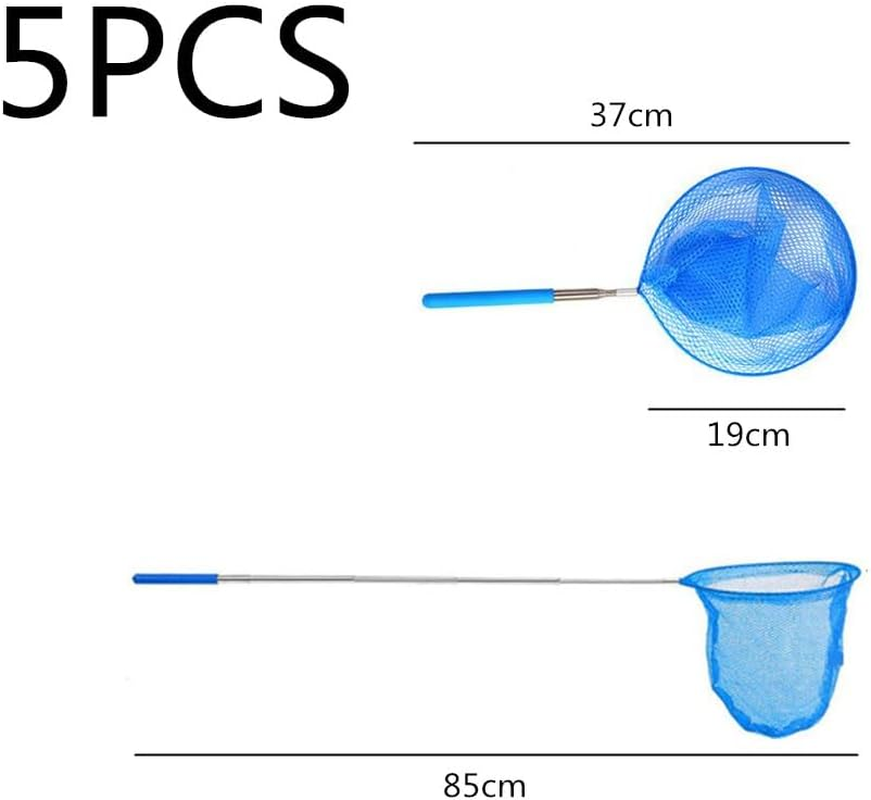 Telescopic Bug Net, Wanfoou 5 Pcs Retractable Fishing Nets, Colorful Butterfly Nets Catching Insects Fishing Nets Outdoor Tools Extendable,For Catching Bugs Fish Insect Ladybird image number 1