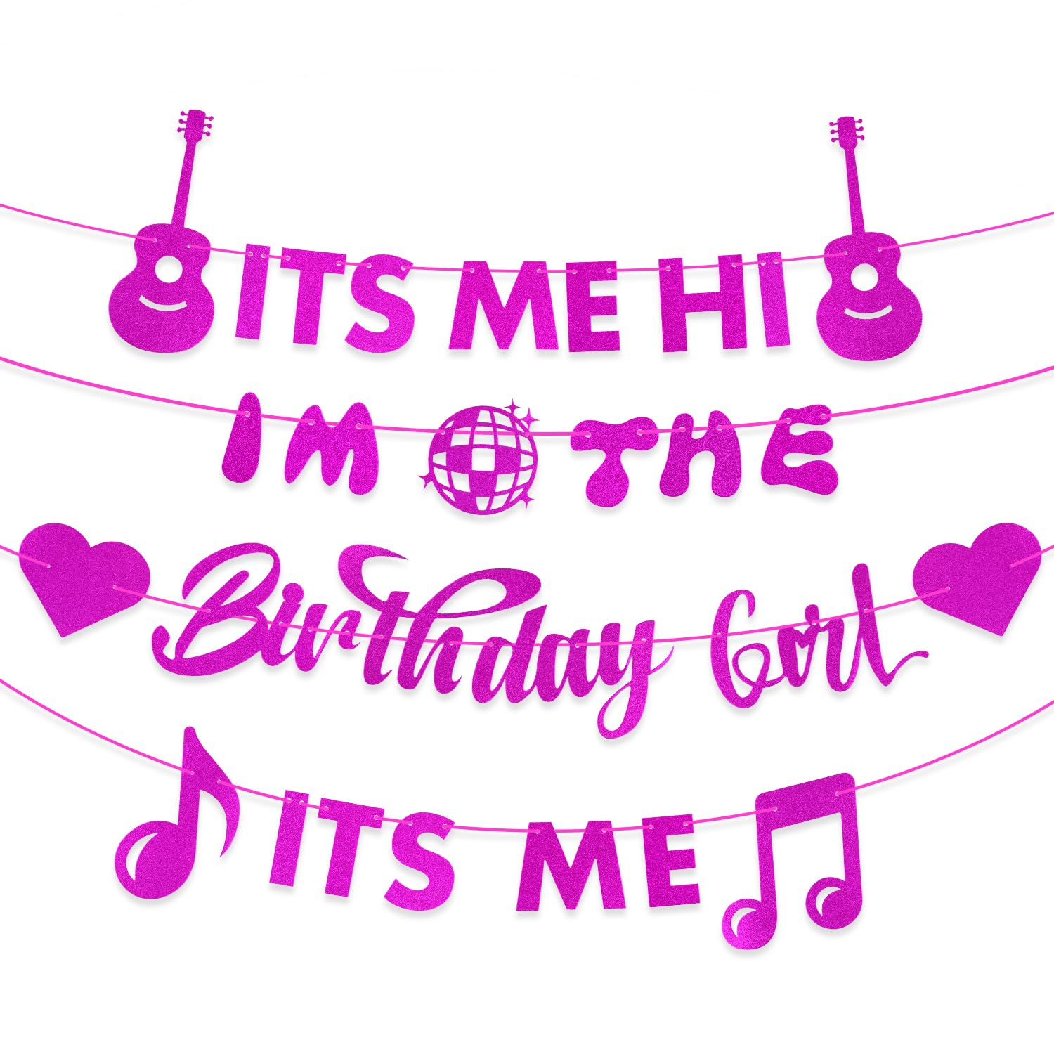 Pre-Strung It'S Me Hi I'M the Birthday Girl It'S Me Banner, 2.5M Pink Birthday Party Decorations, Party Background (Style 1)