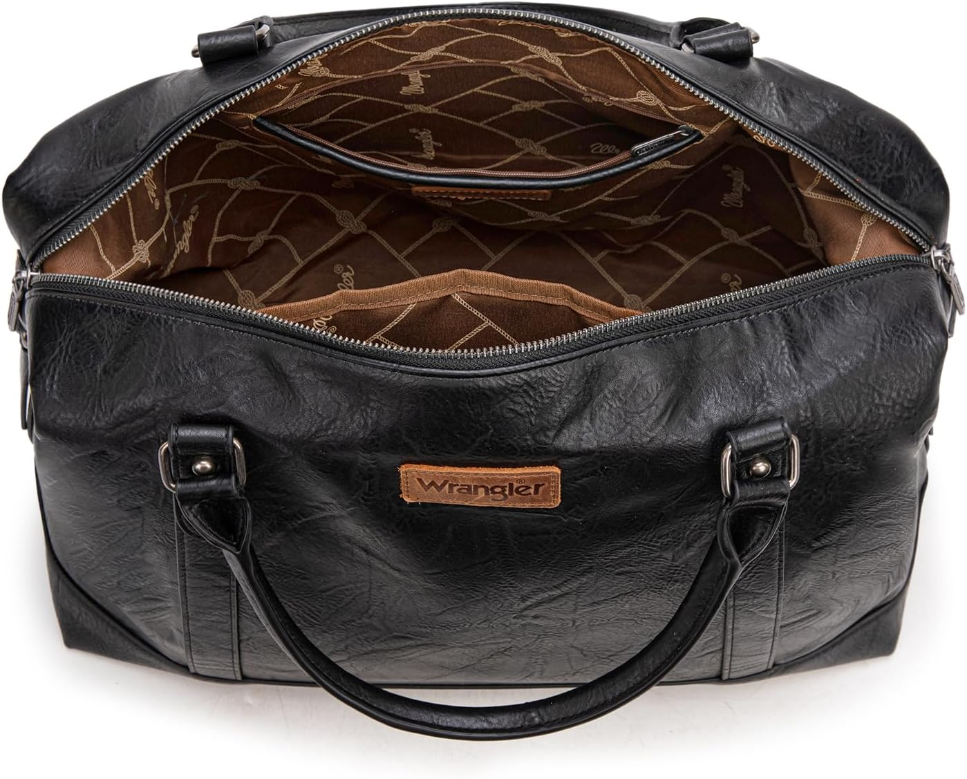 Wrangler Duffle Bag for Travel Large Weekender Bags for Women Waterproof Carry on Overnight Bag, Black, Large, Minimalist