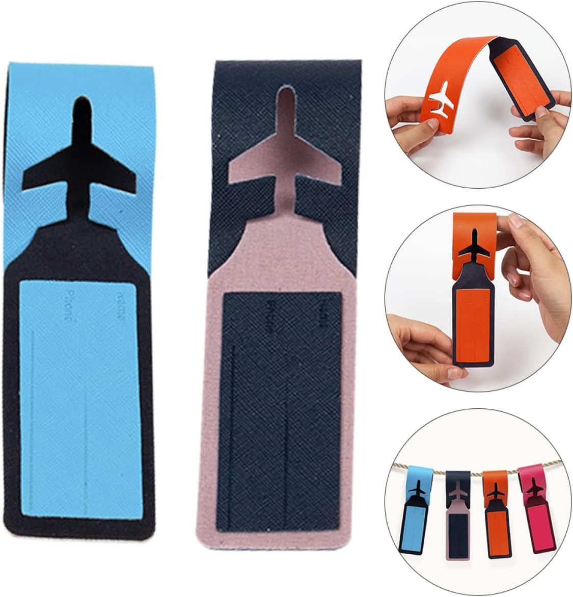 BUTIFULSIC 2Pcs Pu Material Luggage Tags for Travel Baggage Tags Labels for Airplane Random Color image number 1