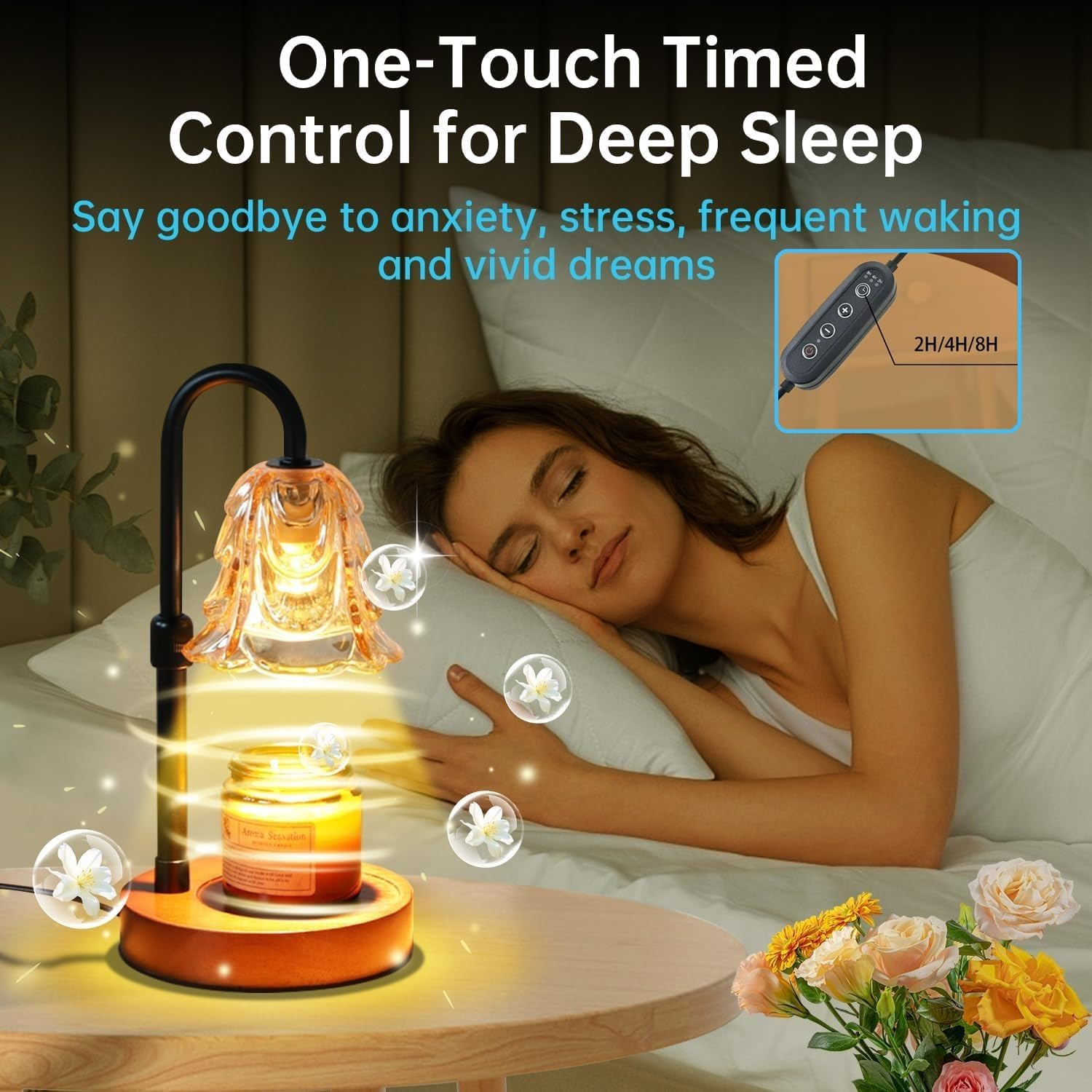 Candle Warmer Lamp with 2 Bulbs,Dimmable Candle Lamp with Timer,Adjustable Height Home Bedroom Decor Wax Melt Warmer for Scented Wax,Jar Candles,Melting Candle Warming Lamps for All Jar Candles image number 6