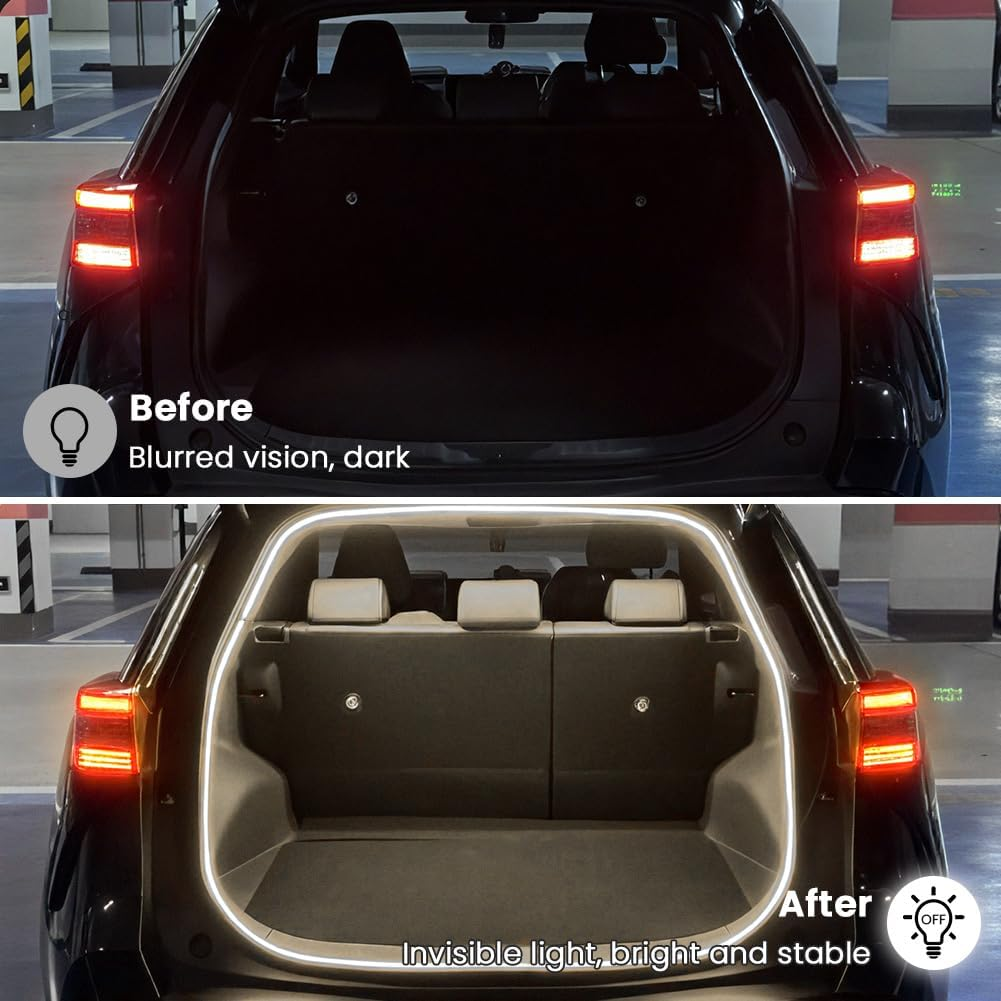 Car Boot Light Strip, Car Trunk Light Strip, Boot Lighting LED, Automatic Sensor Tail Box LED Strip Lights for Car Boot Interior Lighting Decoration (White, 2 M) image number 1