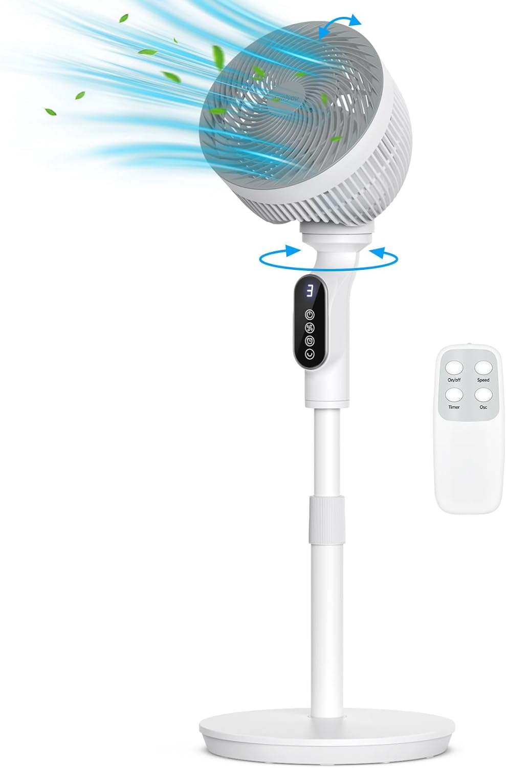 Smart Standing Fan, 40'' Quiet Pedestal Fans for Bedroom, 75&deg;Omni-Directional Oscillating Floor Fan with Remote, DC Motor Powerful Cooling Fans, 6 Speeds, 9H Timer for Home, Office, Indoor