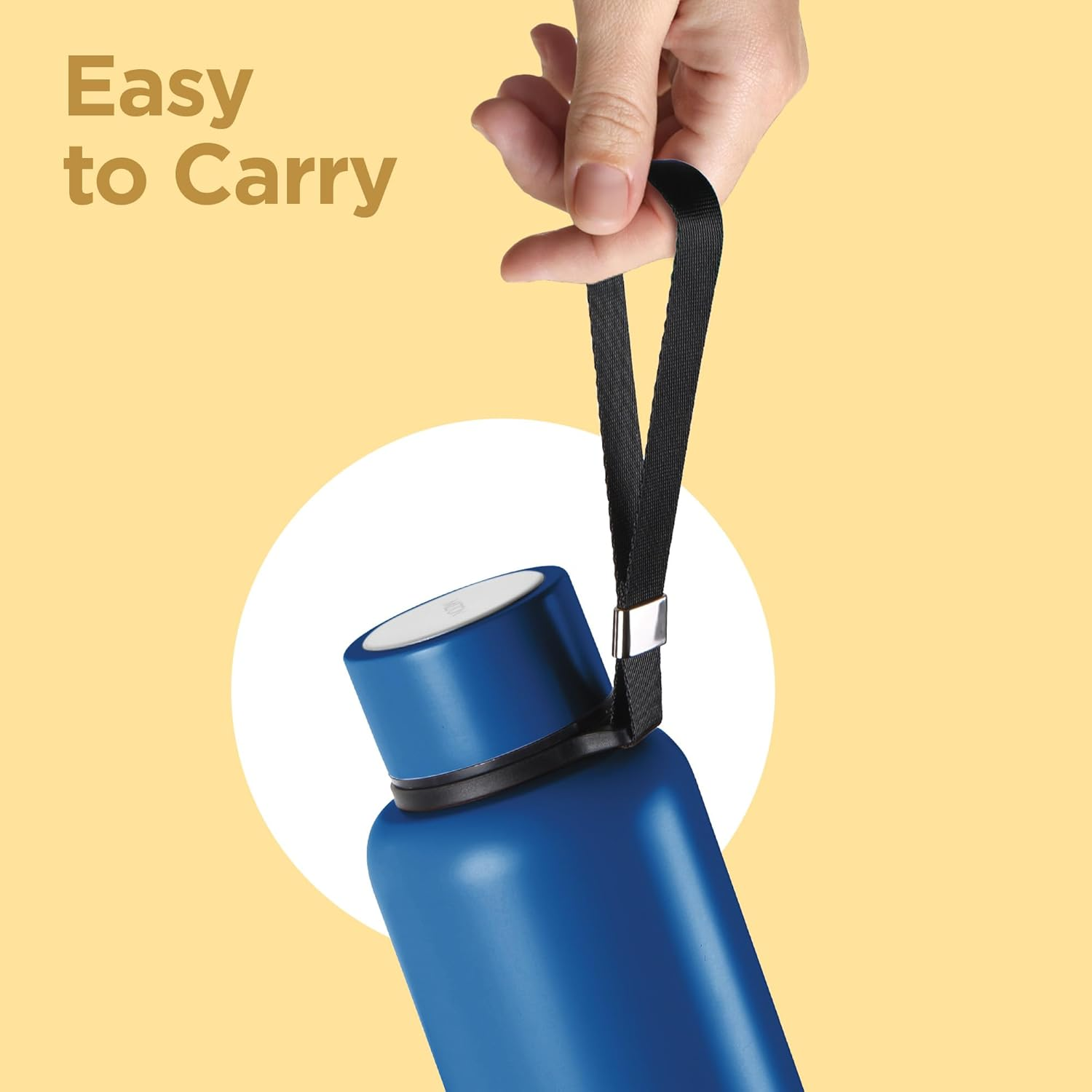 Milton Aura 1000 Dark Blue 1.05L Stainless Steel Vacuum Insulated Leakproof Thermosteel Bottle, 24 Hours Hot and Cold, Easy to Carry, Rust Proof, Tea, Coffee, Office, Travel Bottle image number 3