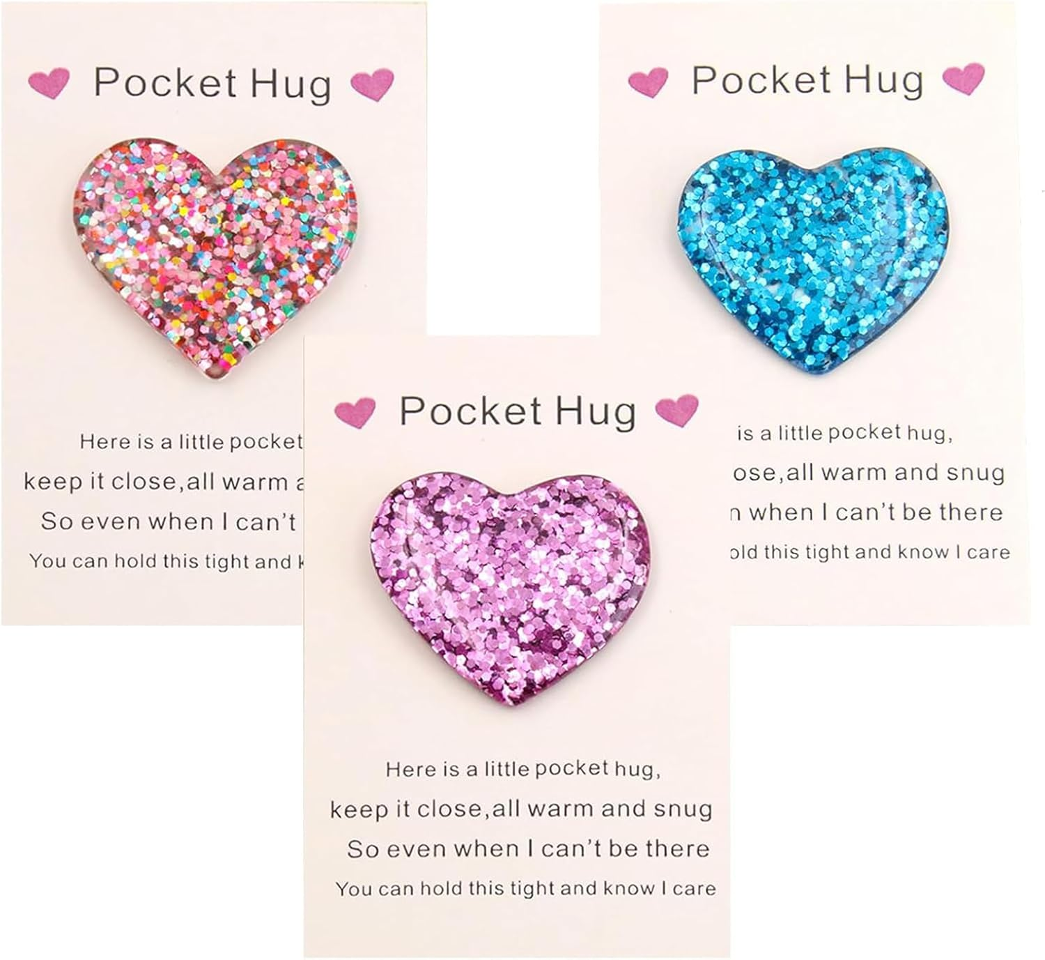 3 PCS Pocket Hug, Set of 3 Colourful Pocket Hugs in Purple, Blue and Multicolour, Emotional Support for Long Distance Relationships, Graduation, More, a Heartfelt That Symbolises Love image number 3