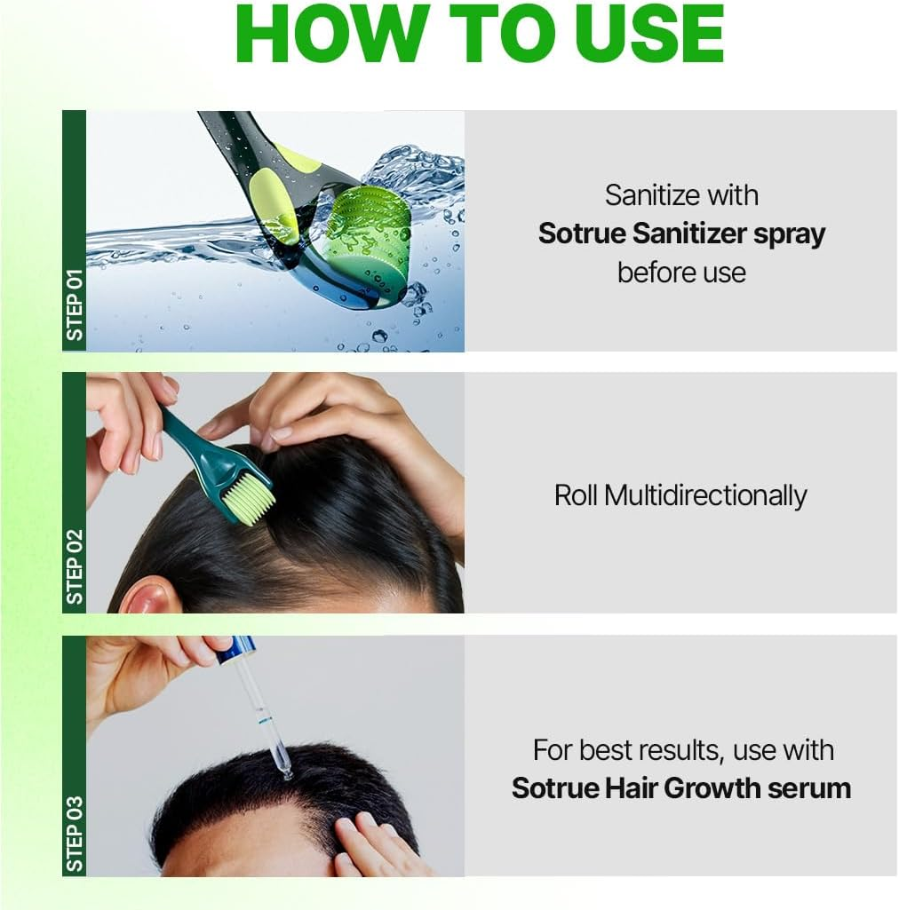 Sotrue Hair Growth Epifine Derma Roller 0.5 Mm with 540 Medical Grade Stainless Steel Needles, Activates Hair Follicles, Repairs Damaged Hair, for Face, Hair Fall & Hair Thickening, Reduces Acne Scars, Safe & Effective to Use image number 1