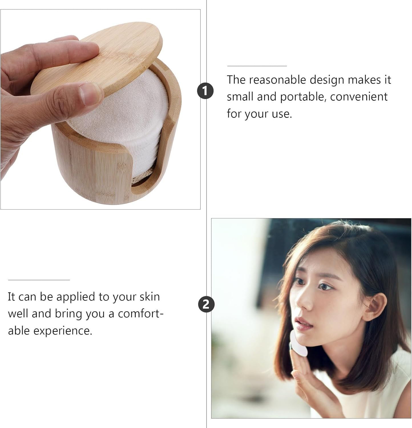 TOVINANNA Reusable Bamboo Fiber Makeup Remover Pads Set, Deep Cleansing round Face Puff for All Skin Types, Soft Eco-Friendly Cotton Pads with Storage Jar, Washable Facial Cleaning Rounds for Makeup Removal image number 3