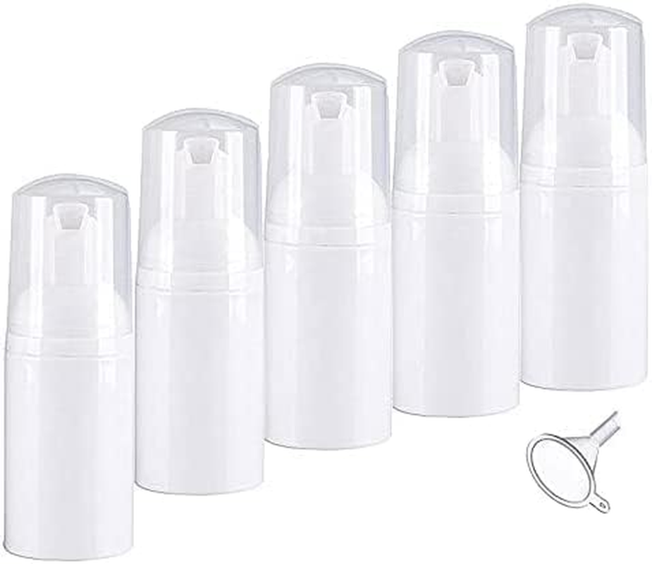 30Ml Mini Travel Size Foam Pump Bottle, White Empty Plastic Foaming Soap Bottles, Soap Pump Dispenser, for Cleaning, Travel, Cosmetics (5 Pieces) image number 1