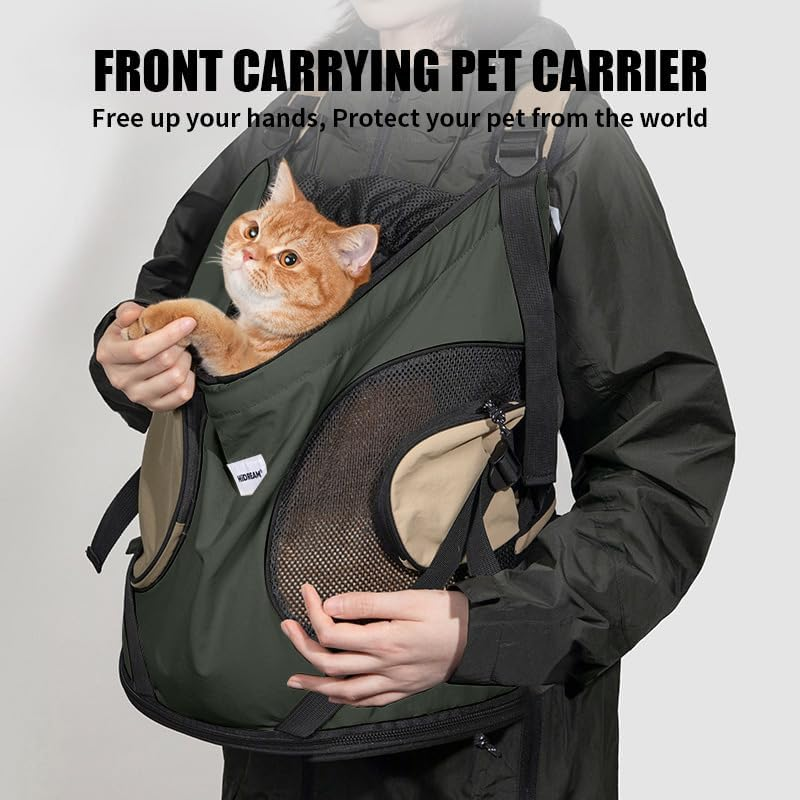 LIFEBEA Pet Front Carrier Cat Bag Blackout Breathable Chest Travel Bag Warm and Portable Dog Front Carry Pouch Tote Bag Backpack (Buckwheat Gray) - Milk Brown image number 3