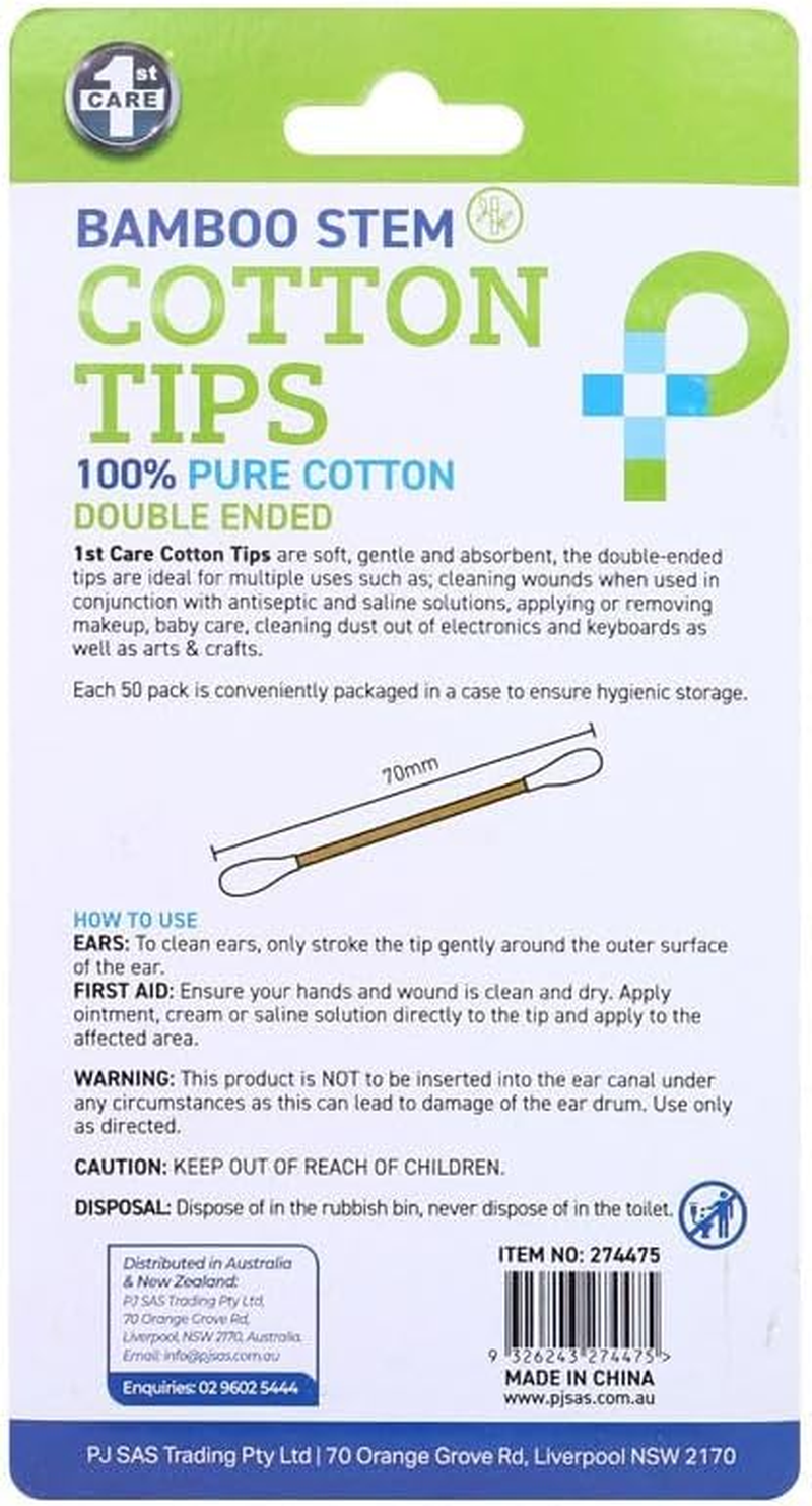 Leona Co 100/200/300 Pack Bamboo Cotton Tips, Double Ended Pure Cotton Swabs, 70Mm Eco-Conscious Bpa-Free Stems | Hygienic Storage Cases, Travel-Friendly (100) image number 2