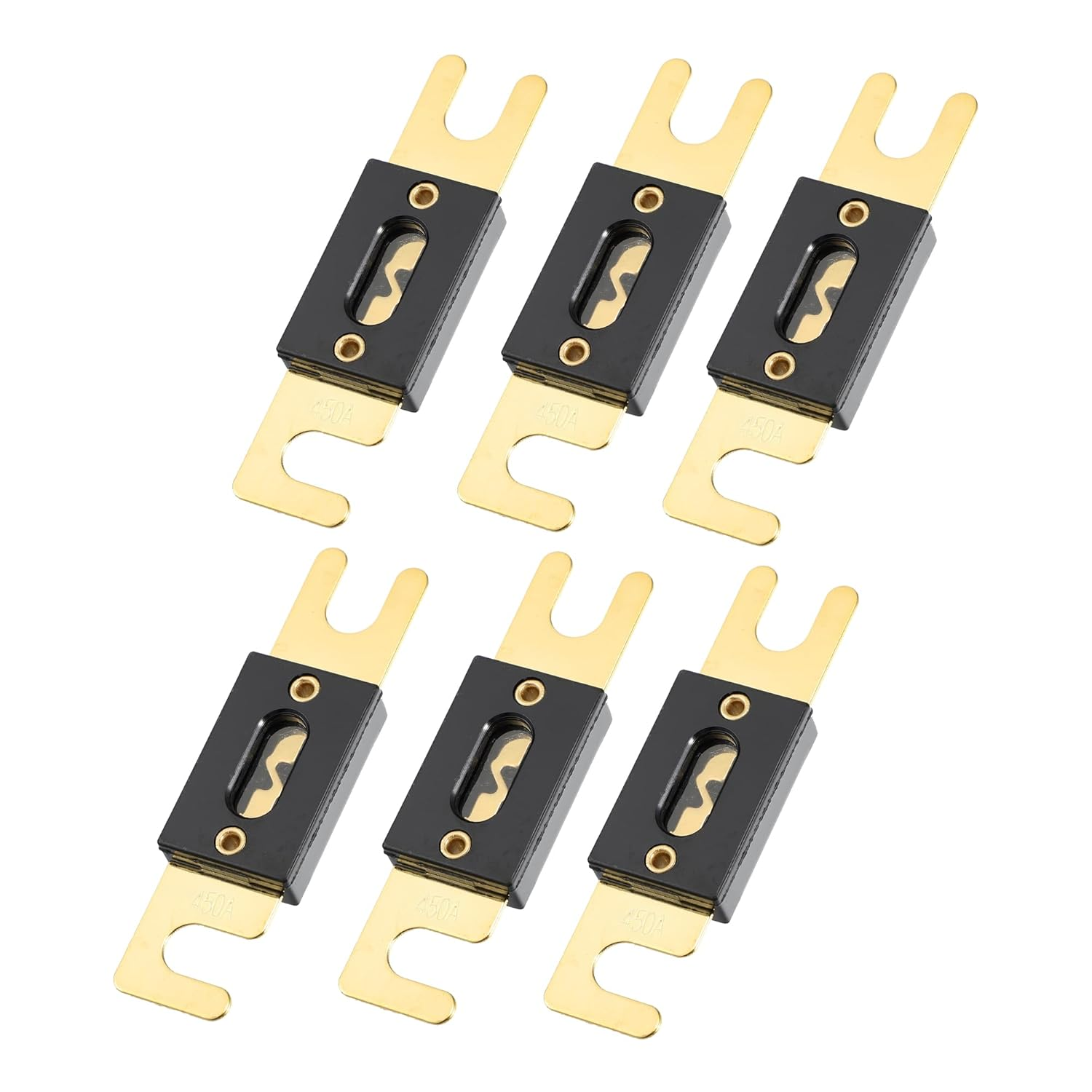 X AUTOHAUX 6Pcs 450A Gold Tone Plated ANL Fuse Universal Fit for Inverters Car Vehicle Truck Audio image number 3
