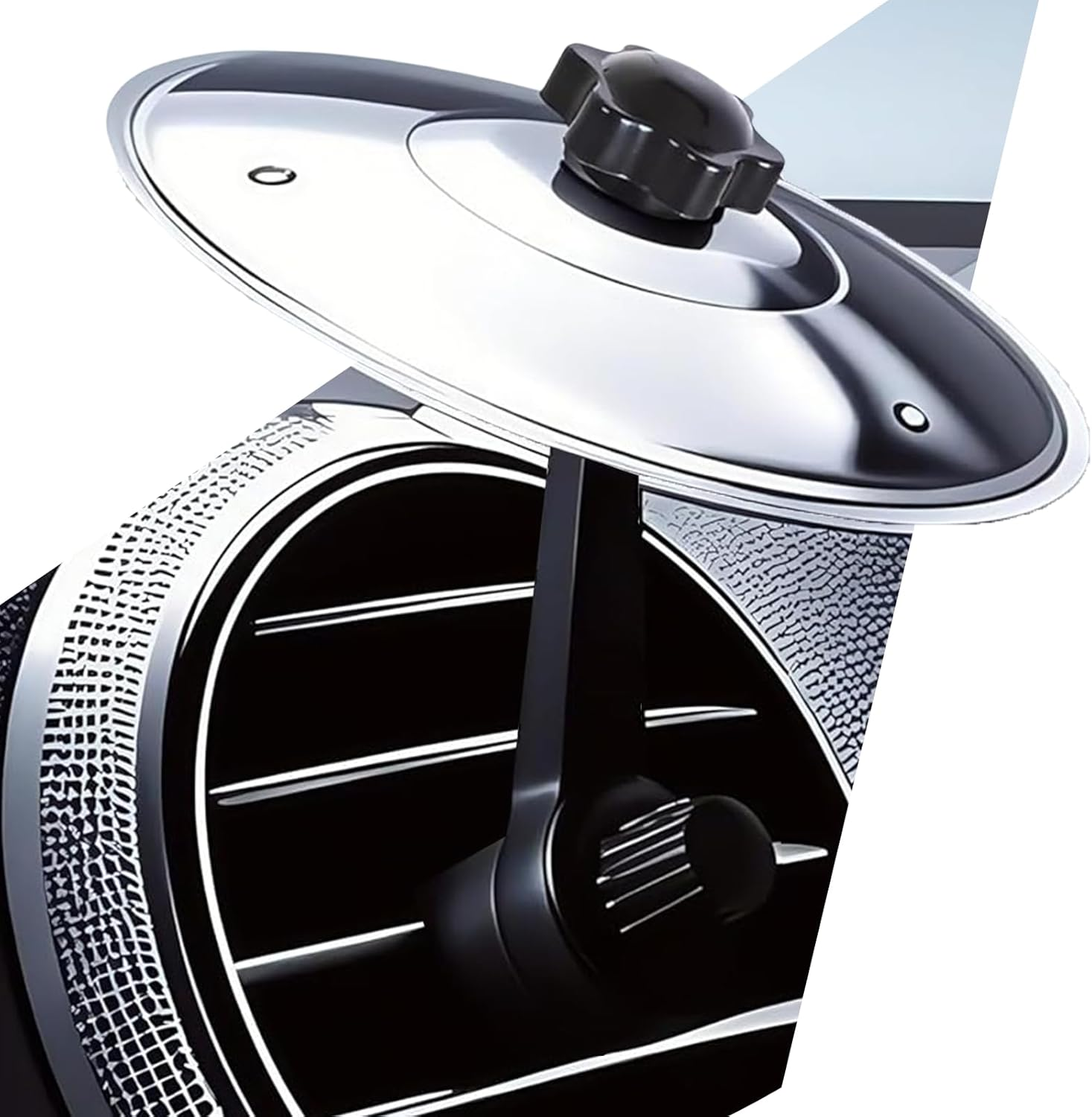 Car Cymbal, Car Crash Cymbal Air Vent - Easy Clip-On Mini Cymbal for Car Dashboard.Cool Car Interior Accessories for Entertainment(Silver) - C-Black image number 4