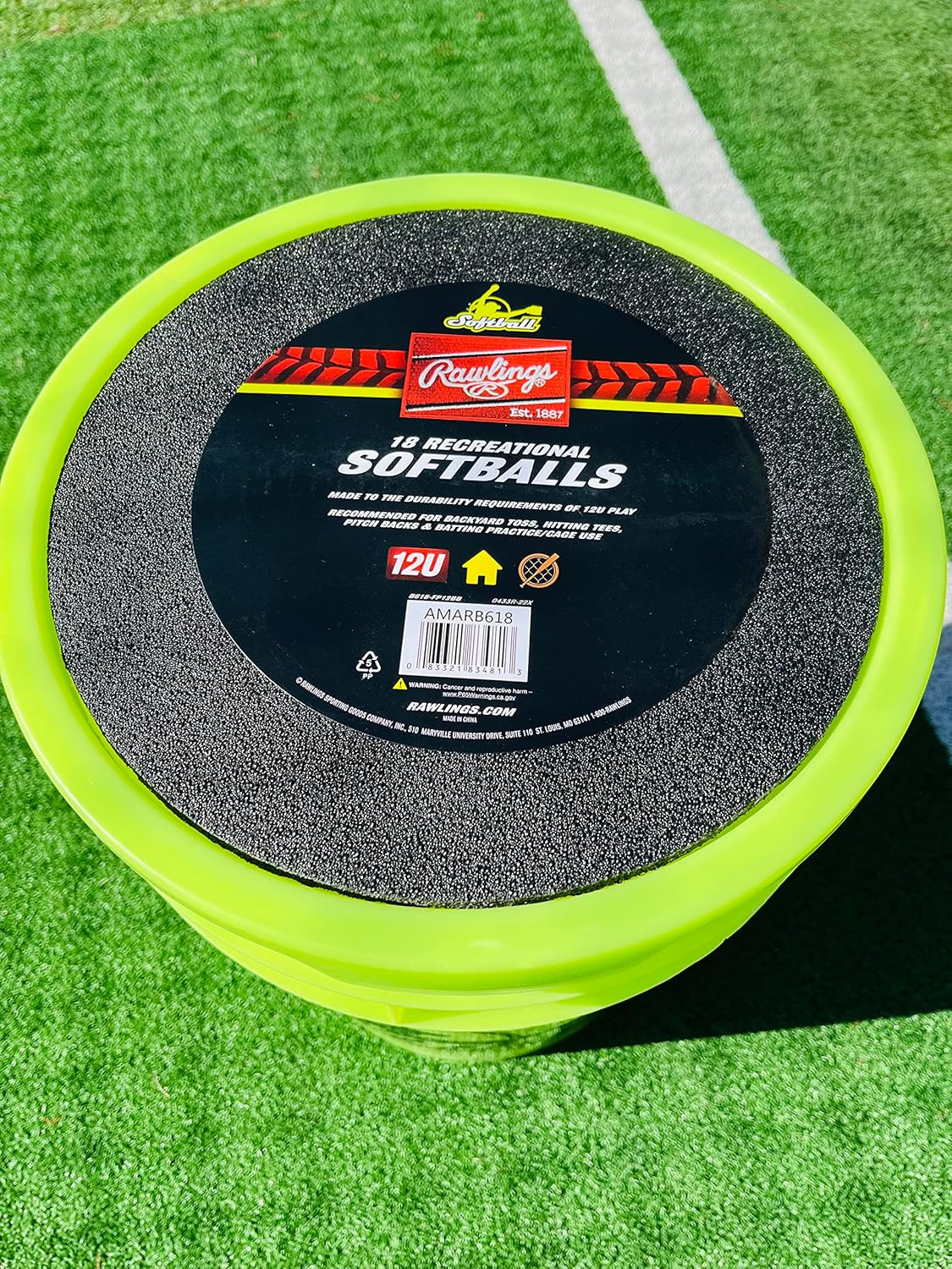 Rawlings | Bucket of 18 Practice Softballs | Ages 12U | 12" | Synthetic Cover image number 4