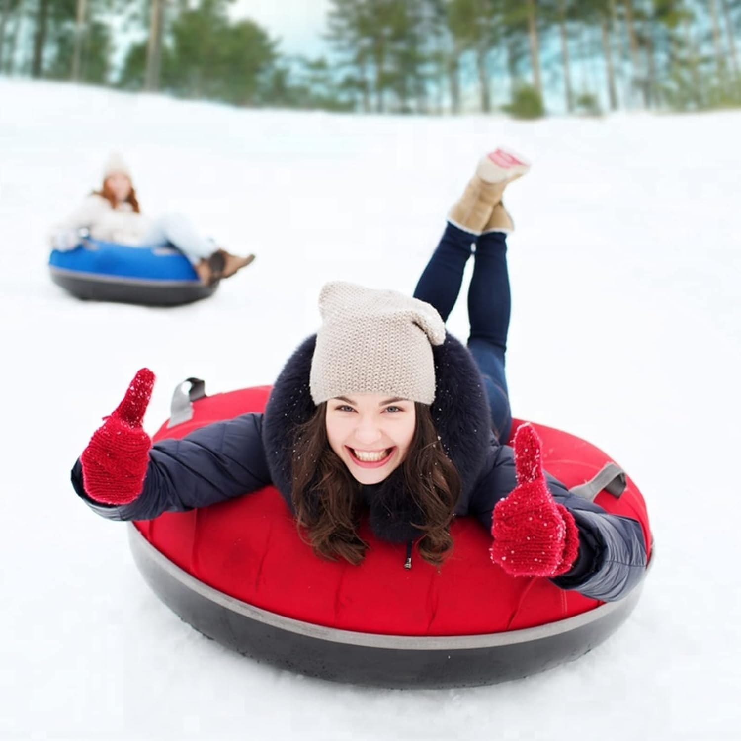 Snow Tubes for Sledding Heavy Duty Towable Snow Tube Sled with a Hard Plastic Bottom Towable High Speed Snow Sled for Children Adults (Color : G) - C image number 4