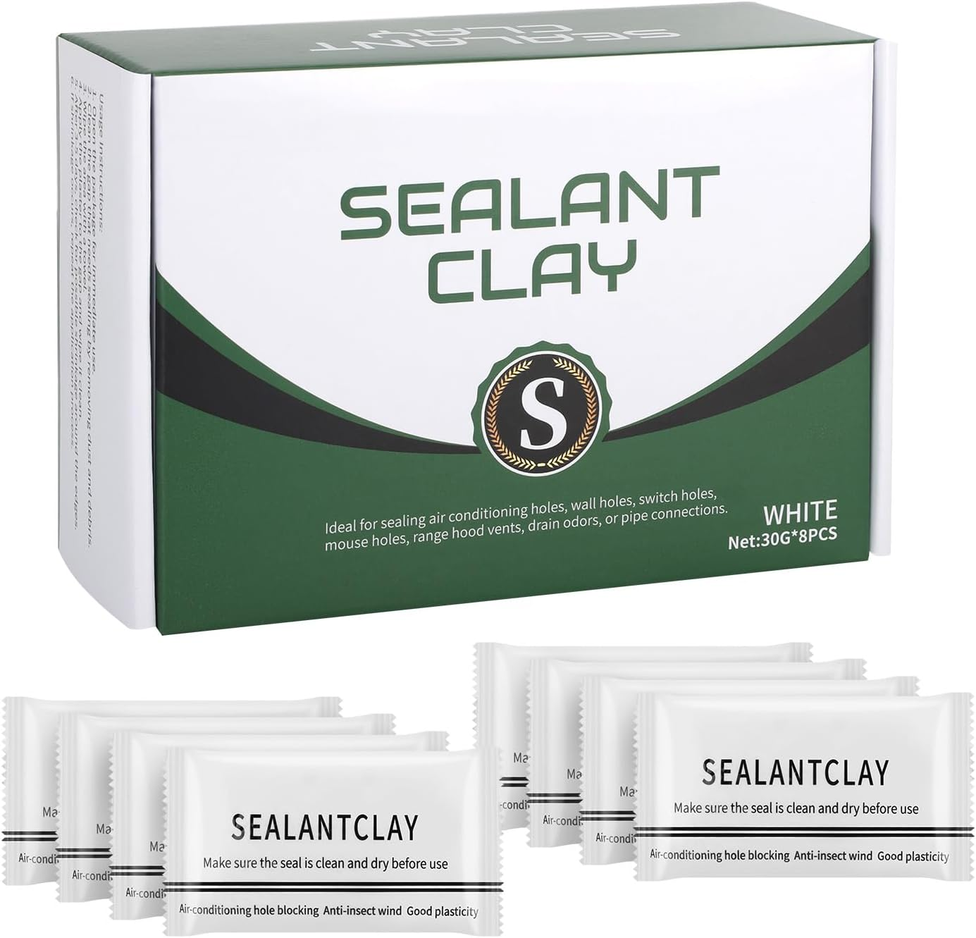 8Pcs Seal Putty Waterproof Duct Seal Repair Sealing Clay, Quick Mending Mud for Drain Connection, Wall Hole, Air Conditioning Hole (8) image number 3