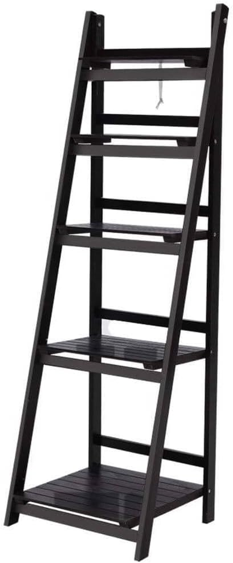 Artiss Bookshelf, 5 Tier Display Corner Wall Ladder Shelves Bookcase Bookshelves Storage Rack Plant Stand Home Living Room Bedroom Office Furniture, Wall-Mounted 140Cm Height Black image number 5